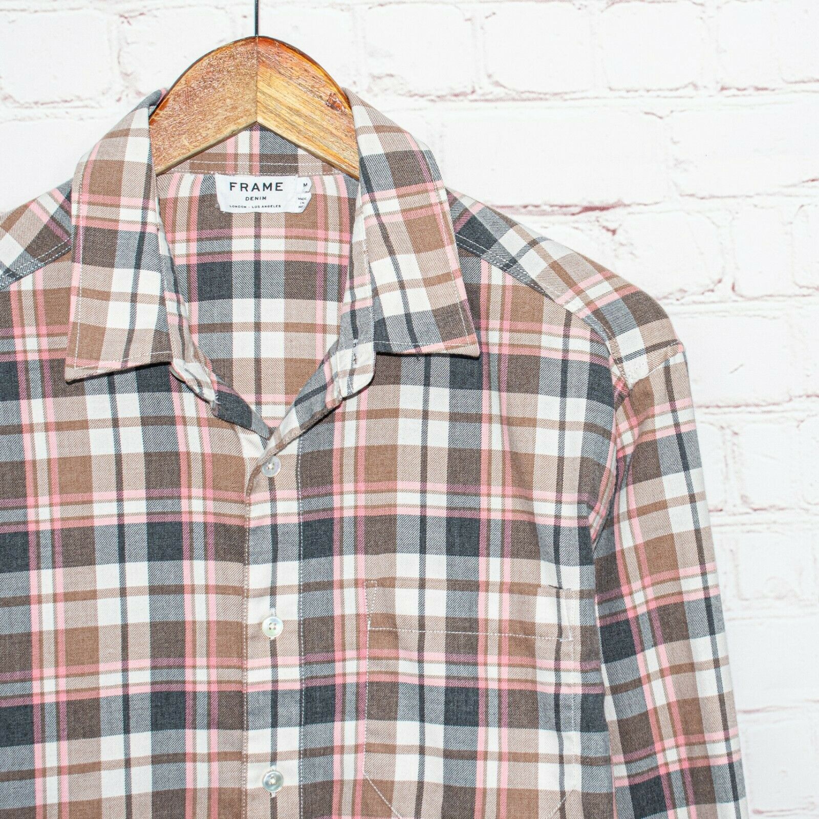 Flannel × Frame FRAME Denim reg fit Fray Hem Button up Flannel Shirt Gray Size US M / EU 48-50 / 2 - 2 Thumbnail