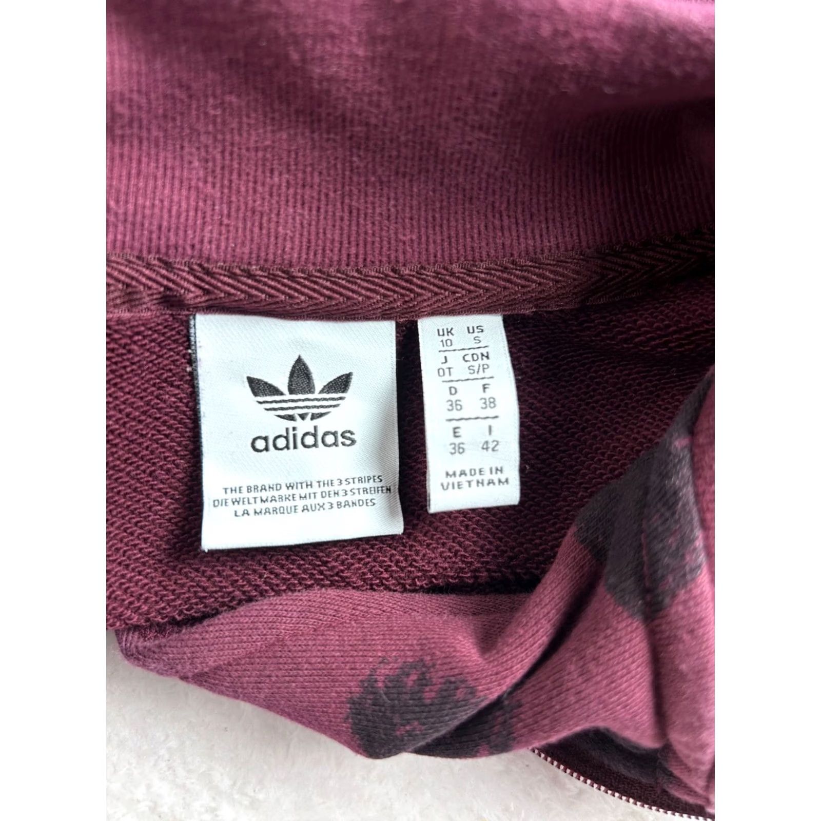 Adidas Adidas Originals Womens Bellista Allover Print Sweatshirt Pullover Small Burgundy Size S / US 4 / IT 40 - 4 Thumbnail