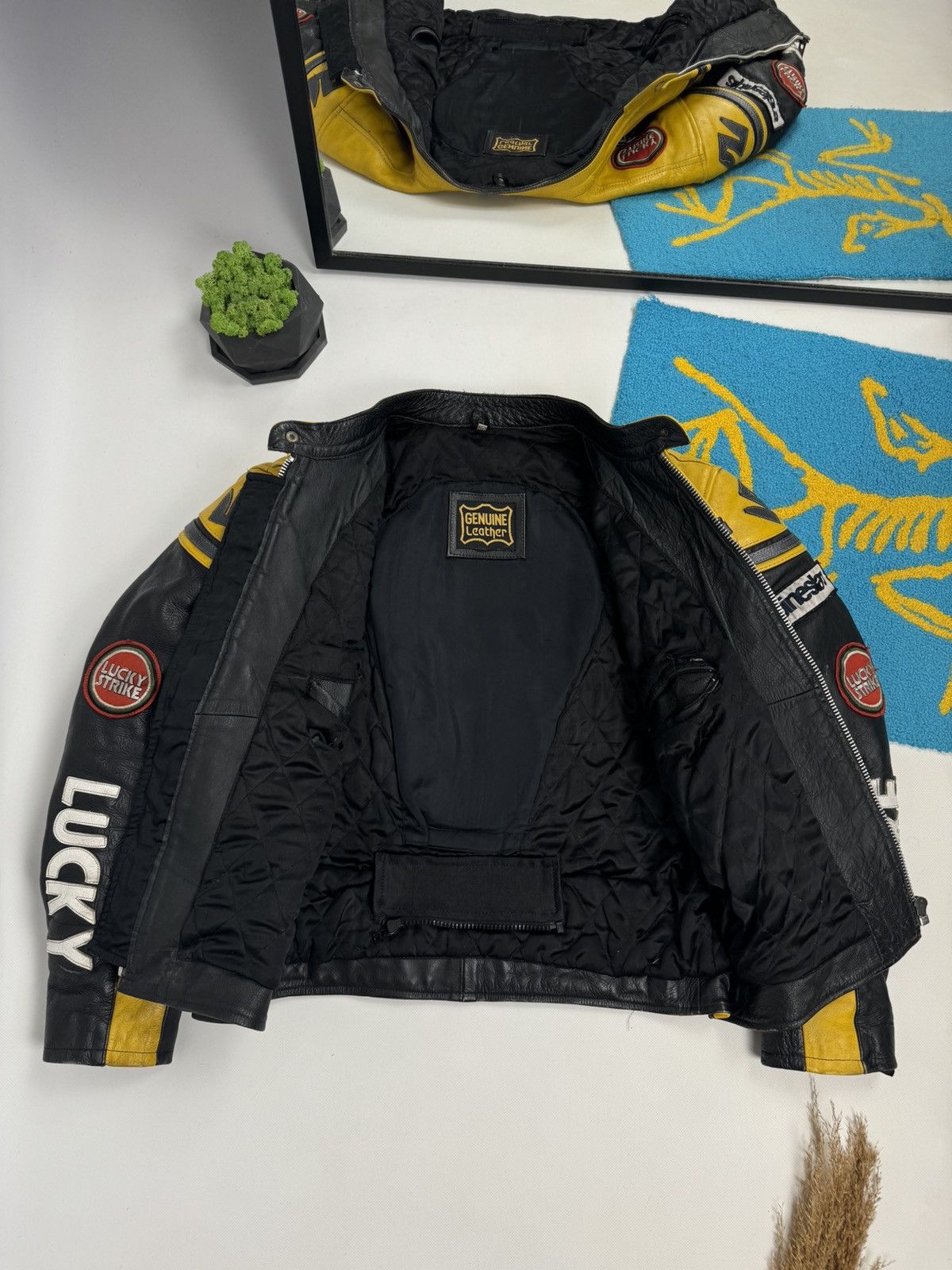 Vintage Vintage Lucky Strike Racing Leather Jacket Size US L / EU 52-54 / 3 - 7 Thumbnail