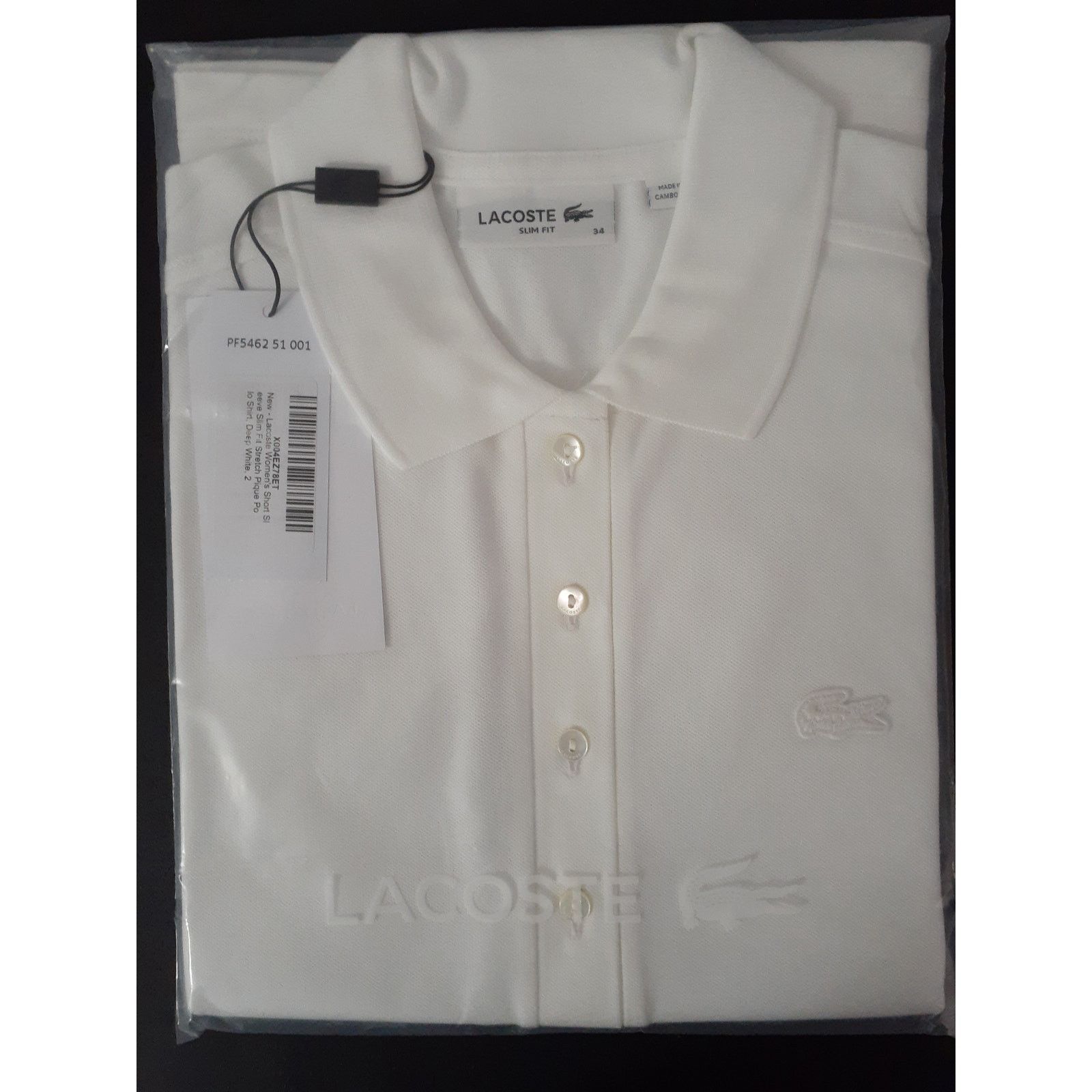 Lacoste Lacoste WomensL.12.D Slim Fit Stretch Mini Polo White 2 Size XS / US 0-2 / IT 36-38 - 3 Thumbnail