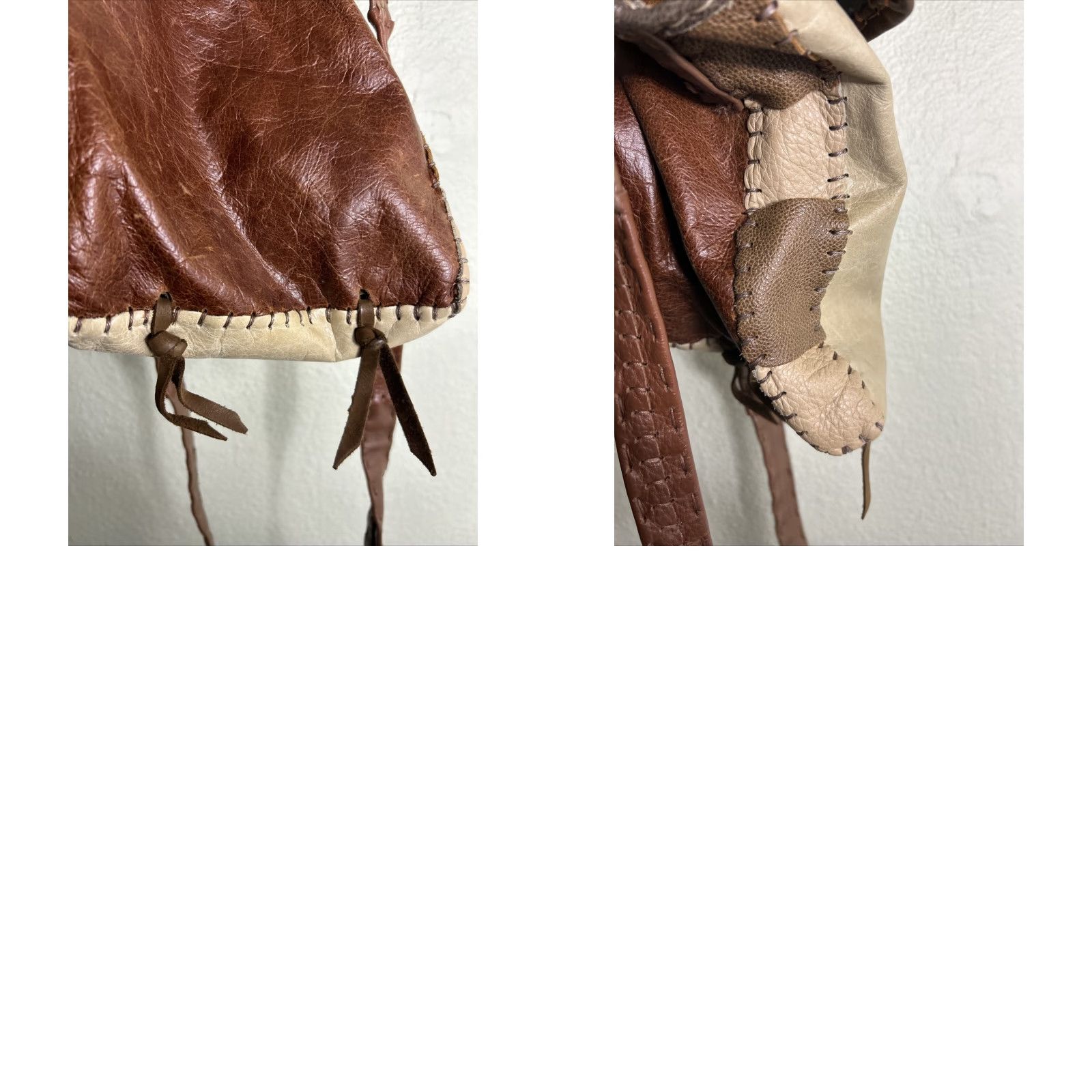 Vintage VINTAGE Arizona Leather Interiors Crossbody Bag Small Beige Brown Patchwork Womens Size ONE SIZE - 11 Thumbnail