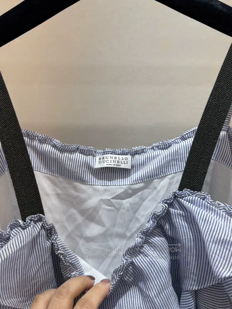 Brunello Cucinelli Brunello Cucinelli Off-the-shoulder spaghetti strap top, b Size S / US 4 / IT 40 - 4 Thumbnail