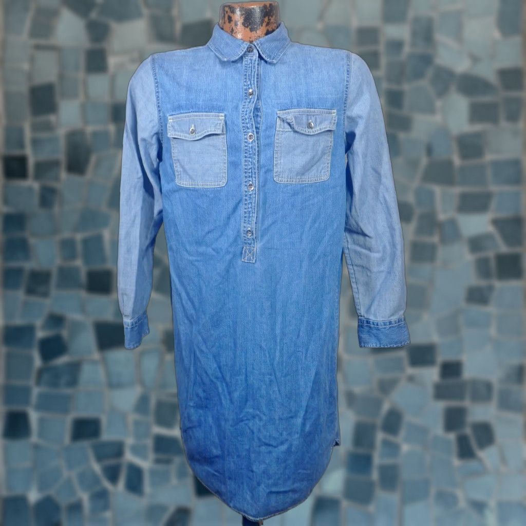 Chaps VINTAGE Chaps Blue Denim Shirt Dress Womens Size M Long Sleeve With Pockets Casual 90s Size M / US 6-8 / IT 42-44 - 1 Thumbnail