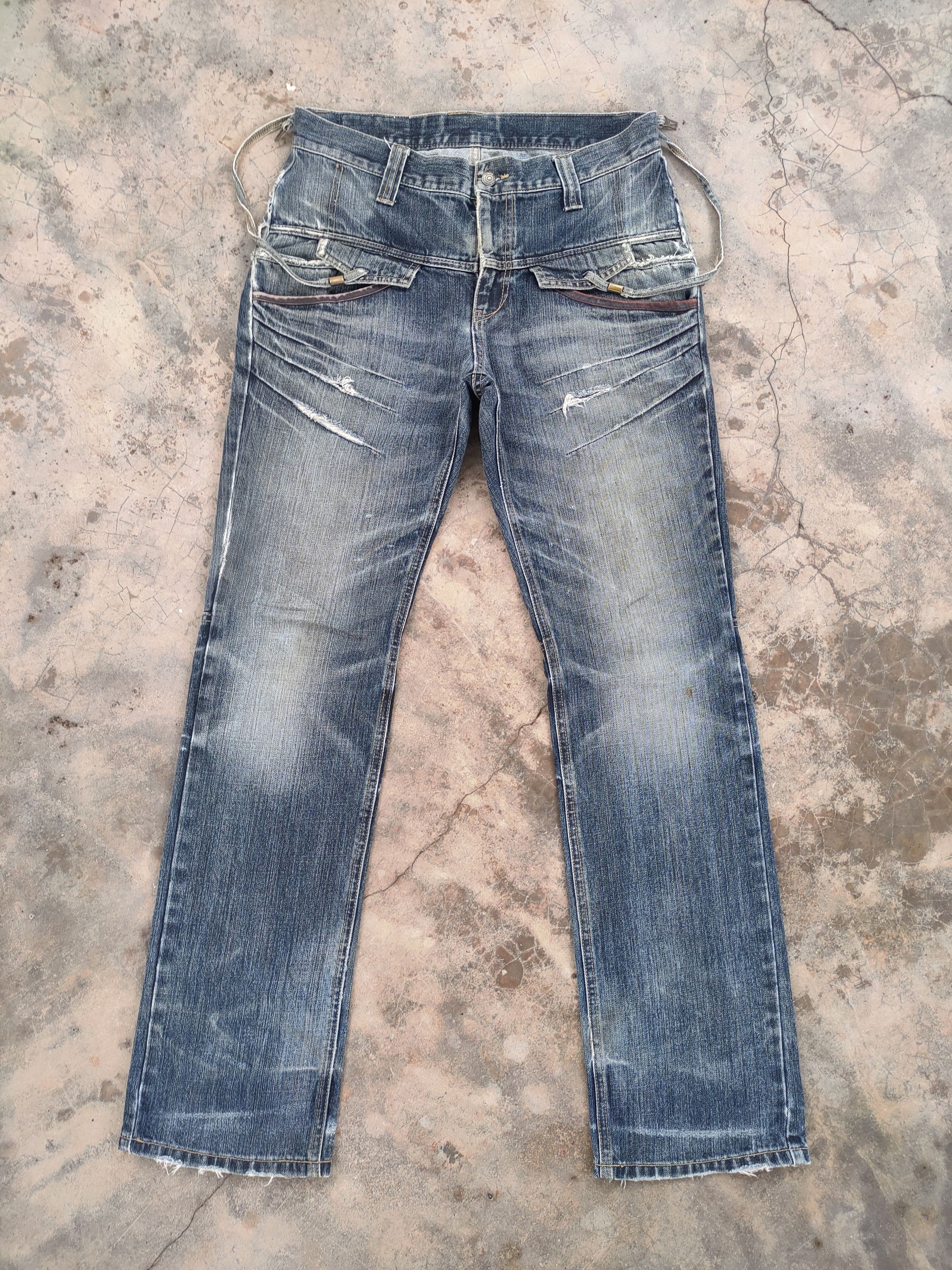 PPFM Vtg PPFM BONDAGE FADED RIPPED DENIM JEAN PANTS Size US 33 - 2 Thumbnail