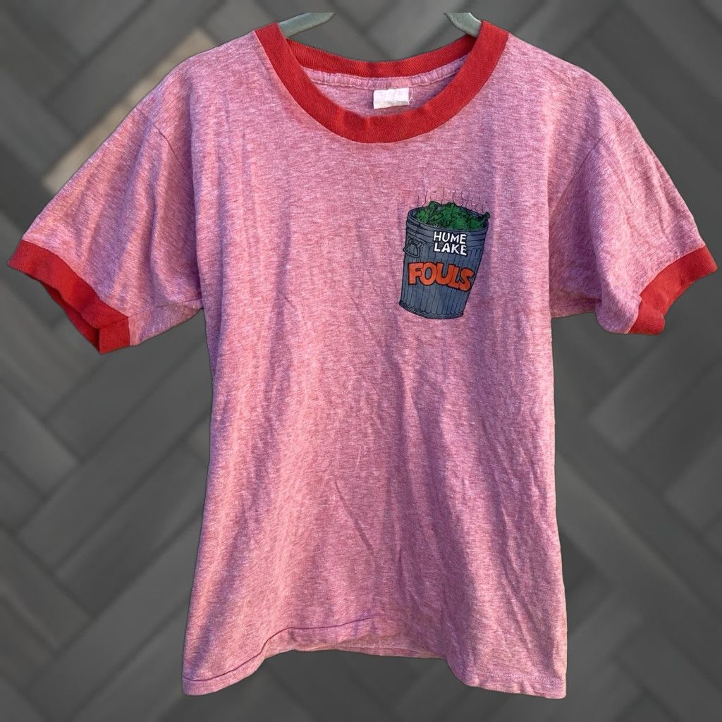 Vintage VINTAGE Hume Lake Fouls Ringer Tee T Shirt Trash Can Graphics Worn 70s 80s Size US S / EU 44-46 / 1 - 1 Thumbnail