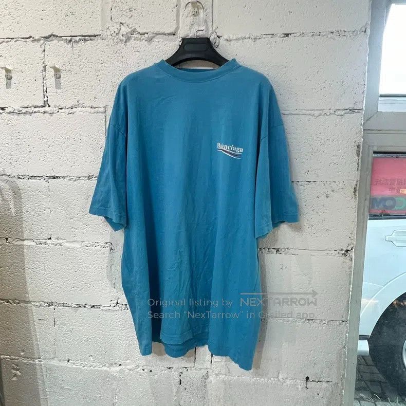 Balenciaga Balenciaga Teal Cola Logo Short Sleeve T-Shirt, Size M Size US M / EU 48-50 / 2 - 1 Thumbnail