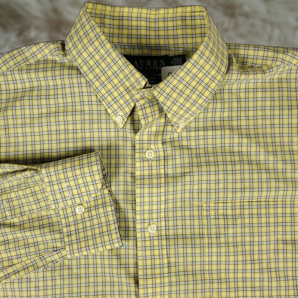 Ralph Lauren Ralph Lauren Yellow Plaid Dress Shirt Men's 16 Long Sleeve Button-Down Regular Fit Size 42R - 1 Thumbnail