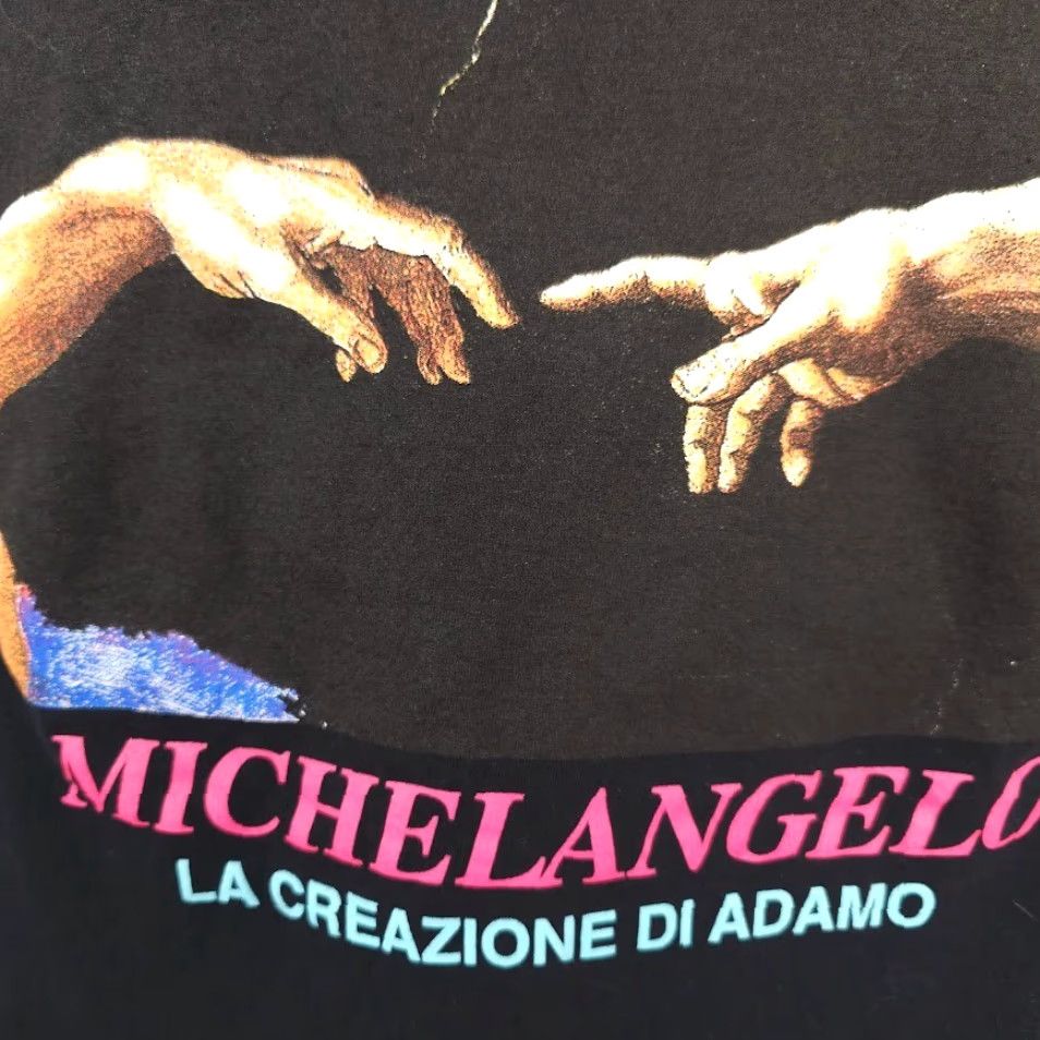 Vintage Michelangelo T Shirt Mens Size Small Black The Creation Of Adam Art Tee Size US S / EU 44-46 / 1 - 3 Thumbnail