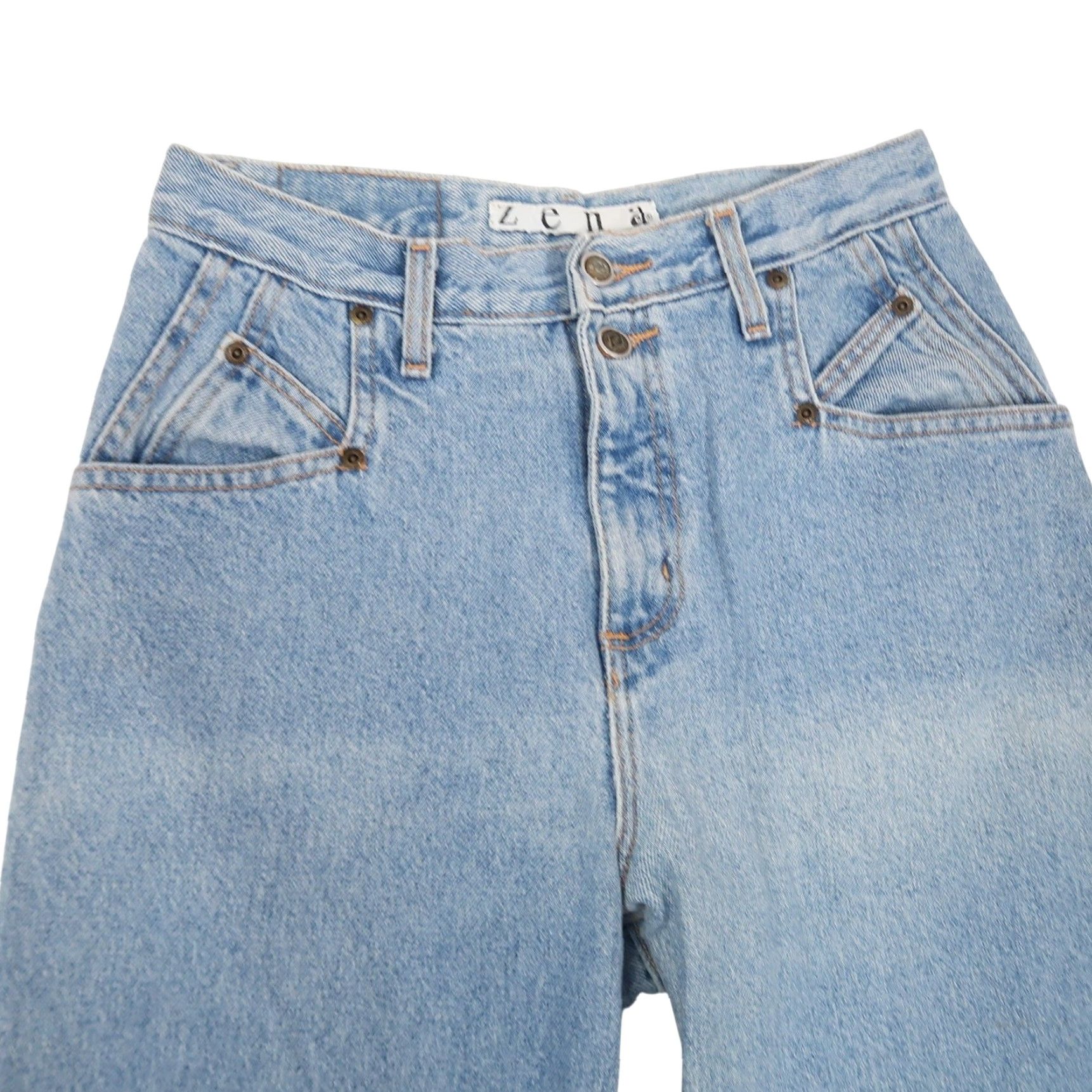 Vintage VINTAGE Zena Jeans 90s Light Wash High Rise Straight Leg 28" Womens 28" Regular 100% Cotton Denim 80s 90s Men’s? (rephrase) Size 28" / US 6 / IT 42 - 2 Thumbnail