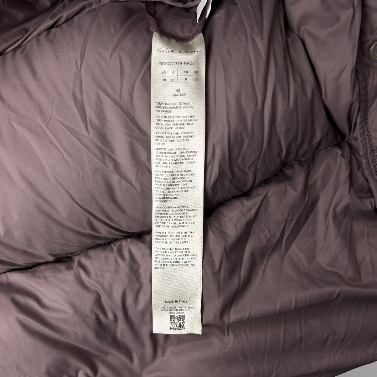 Rick Owens Rick Owens Funnel Neck Down Puffer Jacket Luxor Size US XS / EU 42 / 0 - 6 Thumbnail
