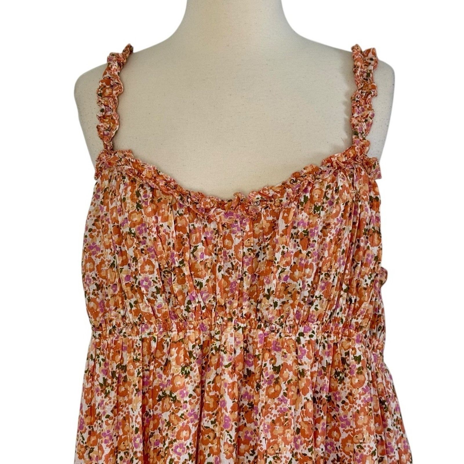Anthropologie ANTHROPOLOGIE Babydoll Sweetheart Maxi Dress Floral Eyelet Size XL / US 12-14 / IT 48-50 - 6 Thumbnail
