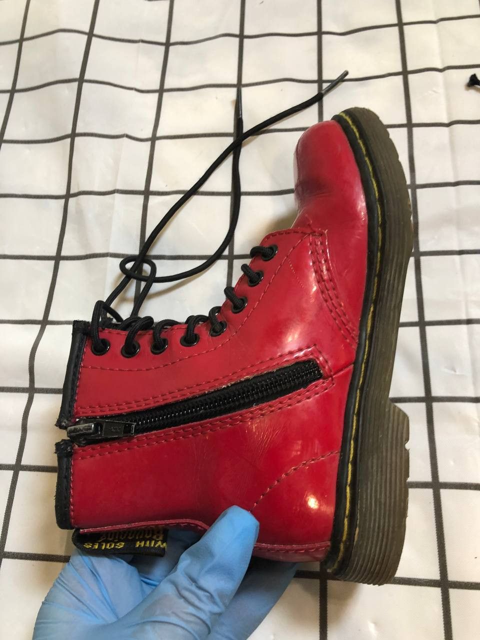 Dr. Martens Dr Martens Brooklee Red Patent Zip And Lace Boots Size US 4 / IT 34 - 4 Thumbnail