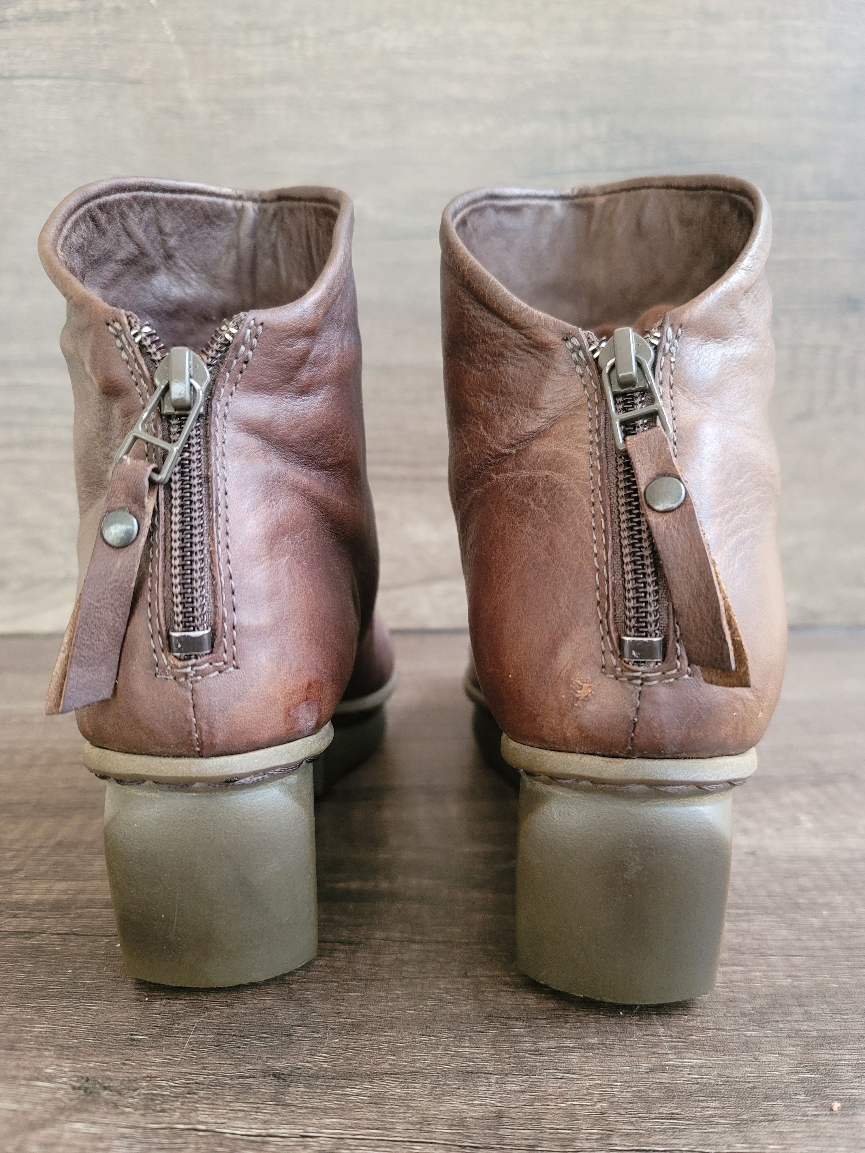 Trippen Trippen Brown Leather Platform Ankle Boots Sz 37 US 6.5-7. Size US 7 / IT 37 - 5 Thumbnail