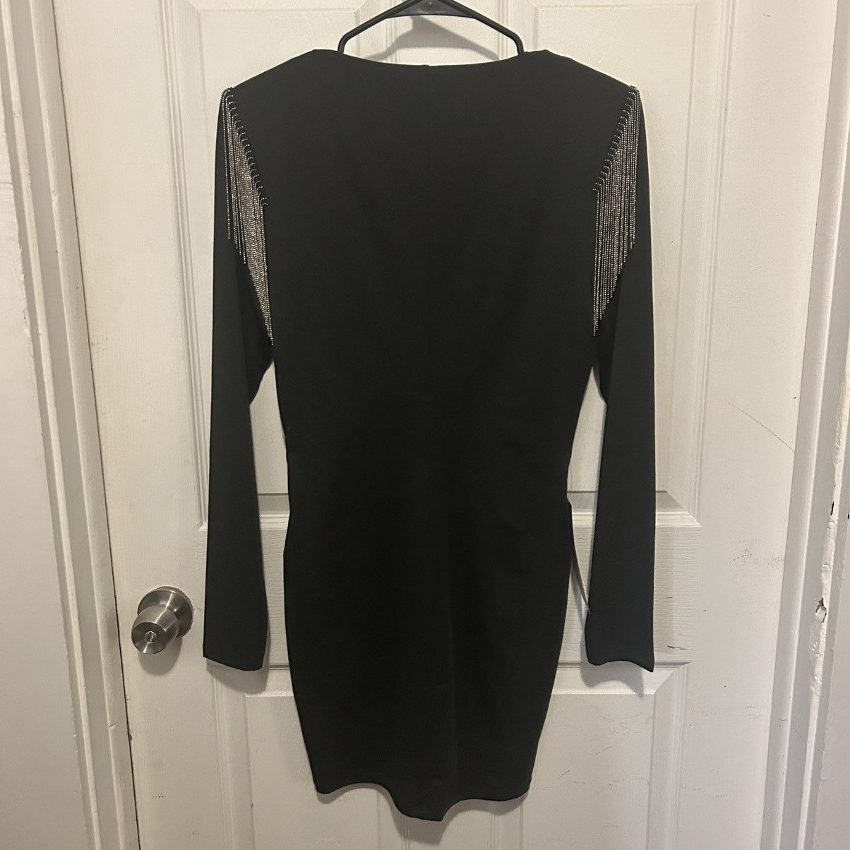 Bebe Bebe Black Fringe Trim V-Neck Mini Dress Medium M BNWT Size M / US 6-8 / IT 42-44 - 8 Thumbnail