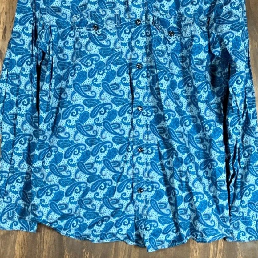 Cody James Cody James Mens Shirt Blue Paisley Regular Fit Pearl Snap Western Long Sleeve S Size US S / EU 44-46 / 1 - 3 Thumbnail