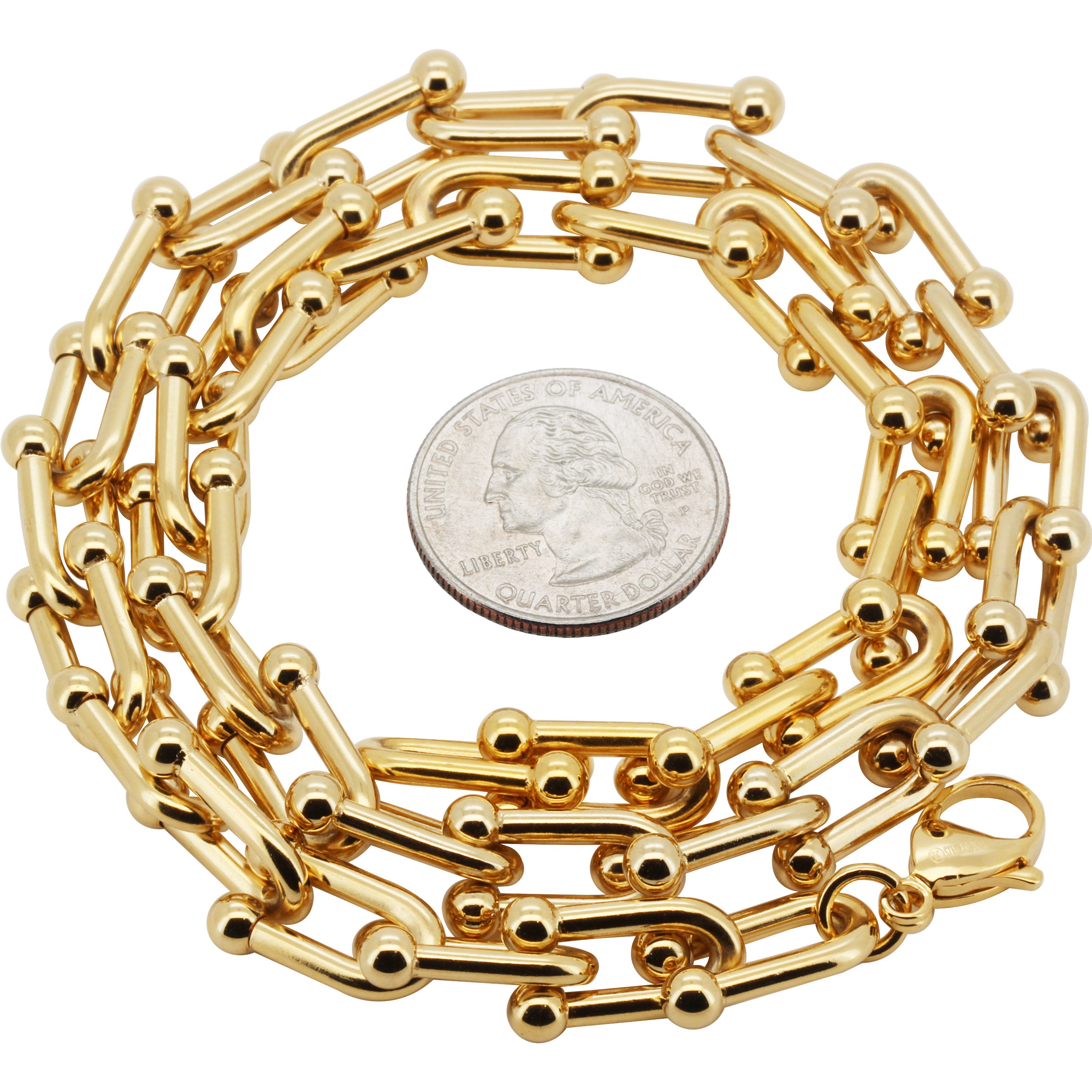 Other 316L SS 18k GP 10mm Graduated Link Chain Necklace 20" Size ONE SIZE - 2 Thumbnail