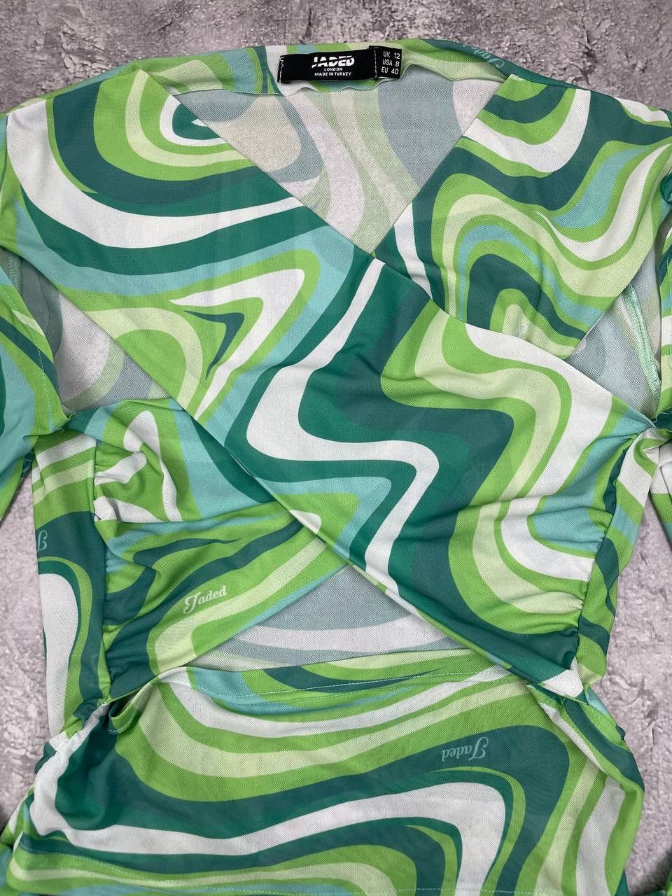 Jaded London Jaded London Women Mesh Crop Top Long Sleeve Green Print Size S / US 4 / IT 40 - 2 Thumbnail