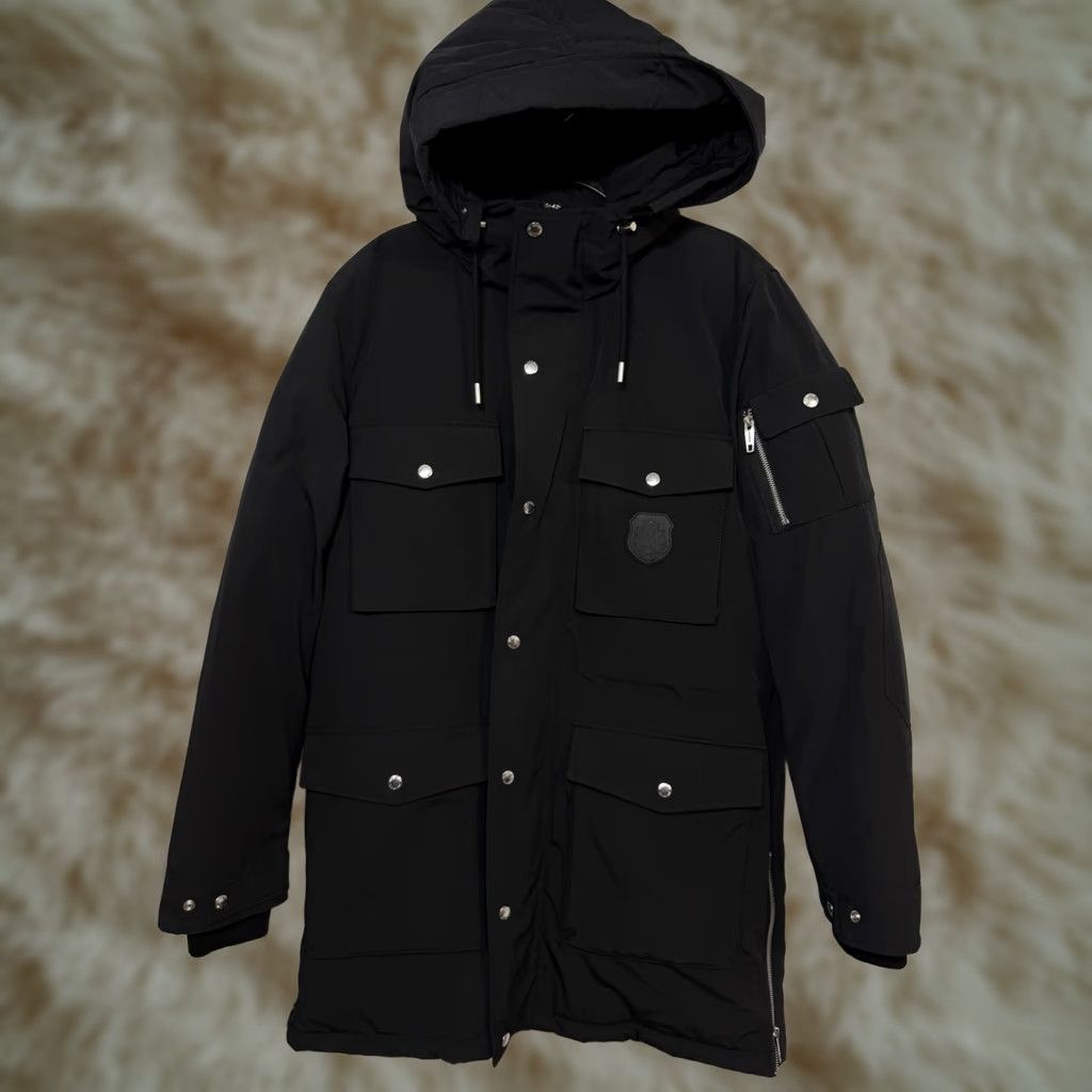 The Kooples The Kooples Parka Coat Mens Hooded Pockets Winter Sz M Black Denim Polyester Jacket Style Classic Size US M / EU 48-50 / 2 - 1 Thumbnail