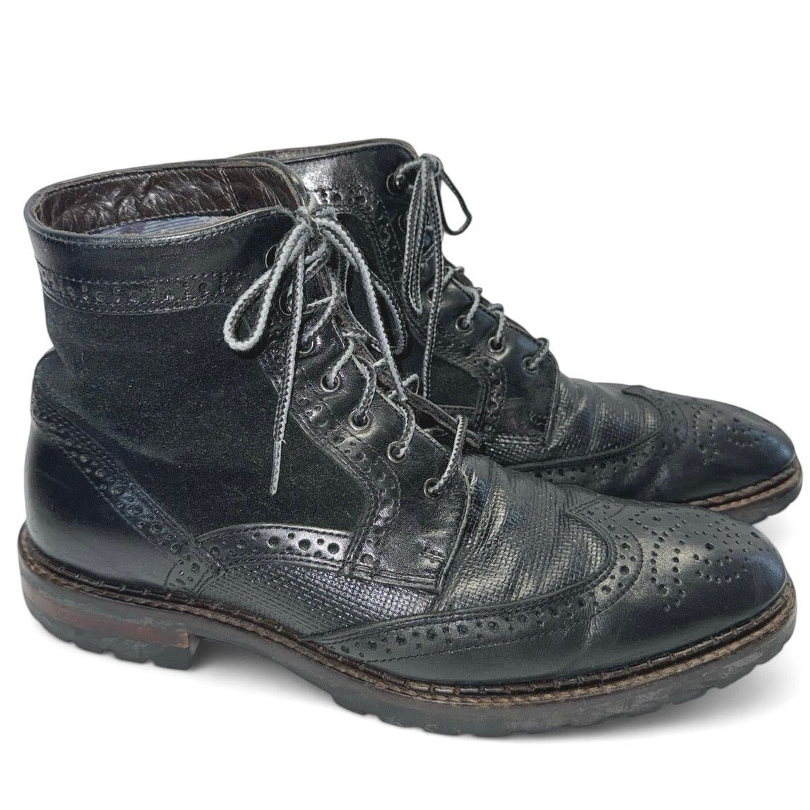 Johnston & Murphy Johnston & Murphy Black Suede Wingtip Chukka Boots Men sz 8 Size US 8 / EU 41 - 1 Thumbnail