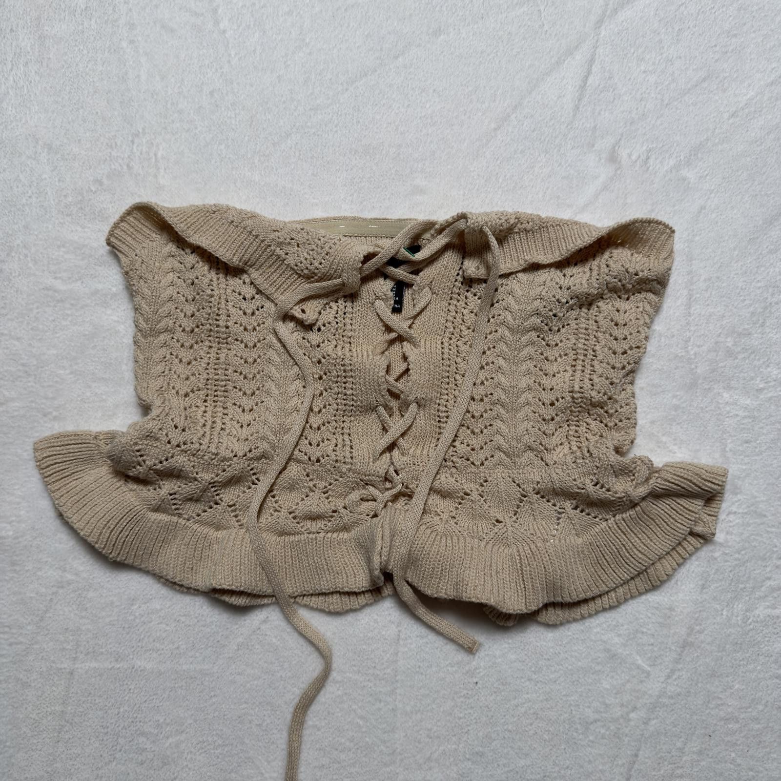 Forever 21 Cream Pointelle Knit Lace Up Corset Top Fairycore Coquette Size M / US 6-8 / IT 42-44 - 1 Thumbnail