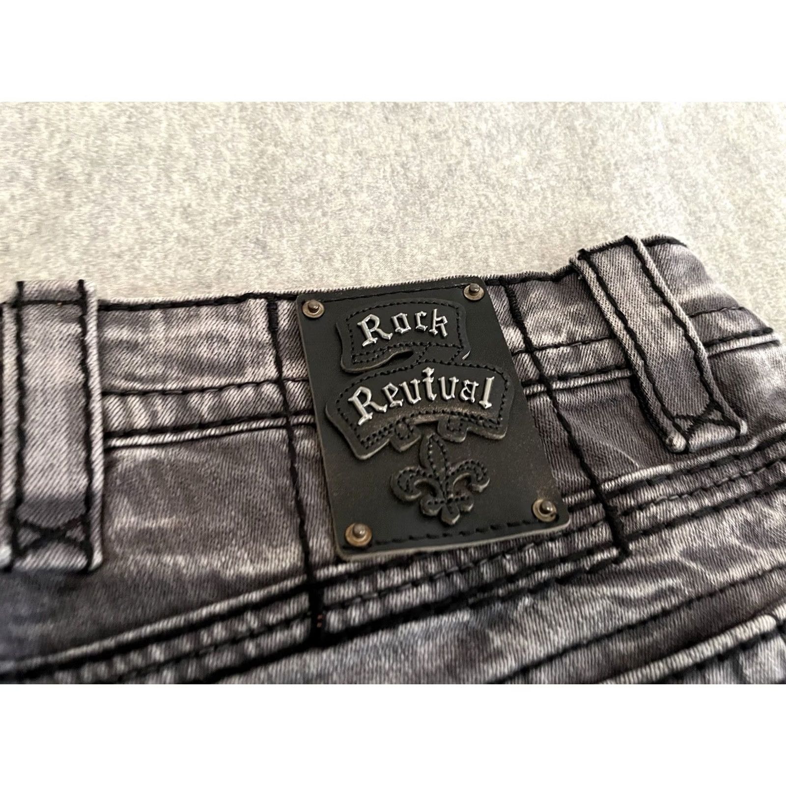 Vintage Rock Revival Jeans Distressed Biker Mens 38x34 NWT Black Denim Cotton/Elastane Mens Size US 38 / EU 54 - 7 Thumbnail