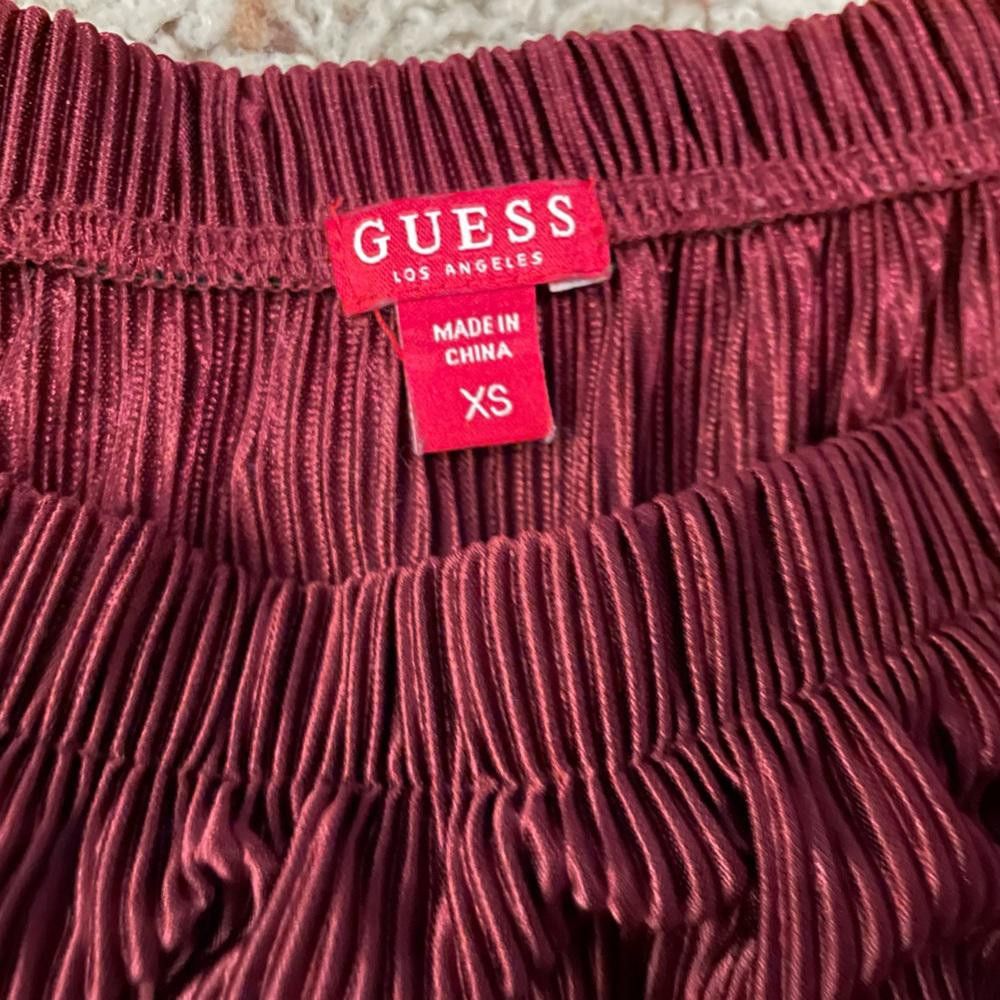 Designer Womens Guess Burgundy Off the Shoulder Blouse Size XS / US 0-2 / IT 36-38 - 4 Thumbnail
