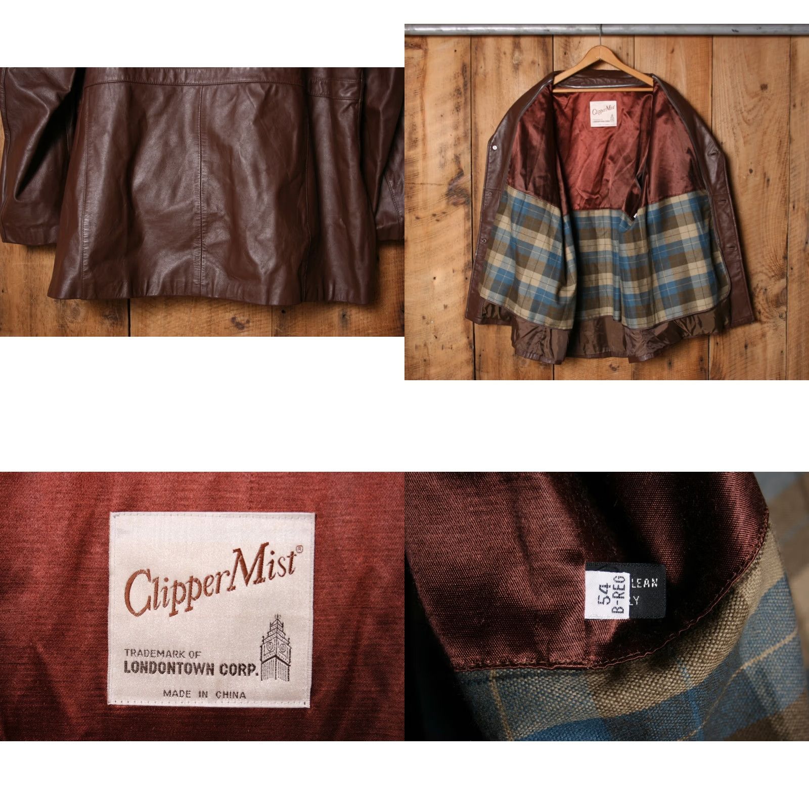 Vintage VINTAGE Clipper Mist by Londontown Corp. Brown Leather 3-Button Car Coat Sz. 54R Mens Coat Size US L / EU 52-54 / 3 - 8 Thumbnail