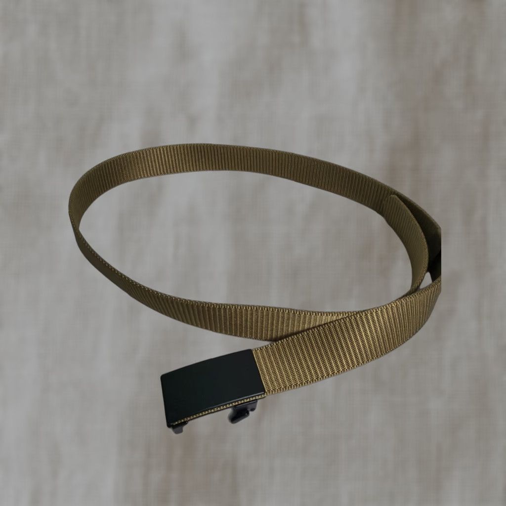 BROOKS BROTHERS Belt Men 1.25 inch Gray Nylon Automatic Ratchet Buckle Medium 34-42 Red Strap Dress Fashion Belt US Made