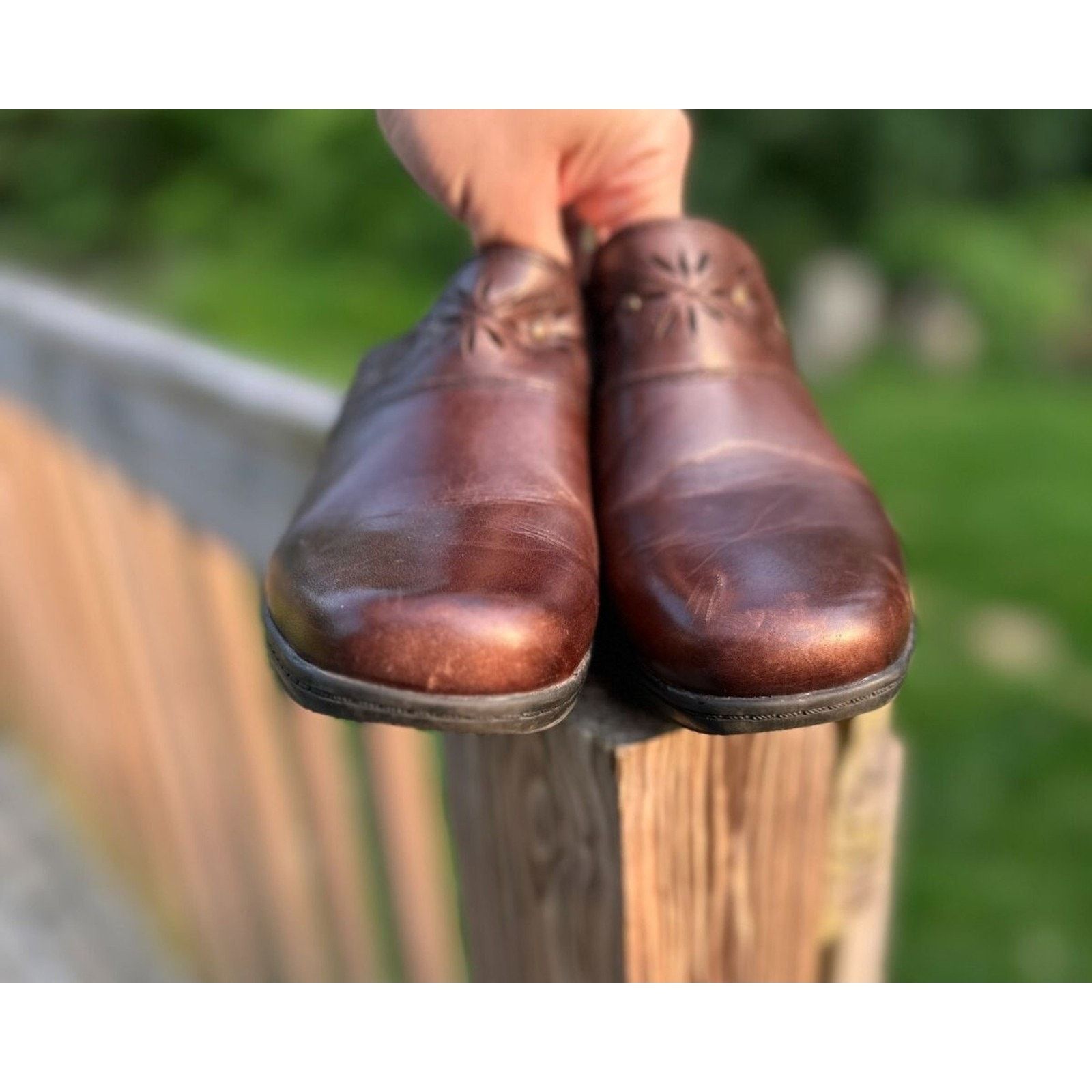 Clarks Clarks Bendables Wedge Clogs Brown Leather Womens Size 7.5 M Size US 7.5 / IT 37.5 - 5 Thumbnail