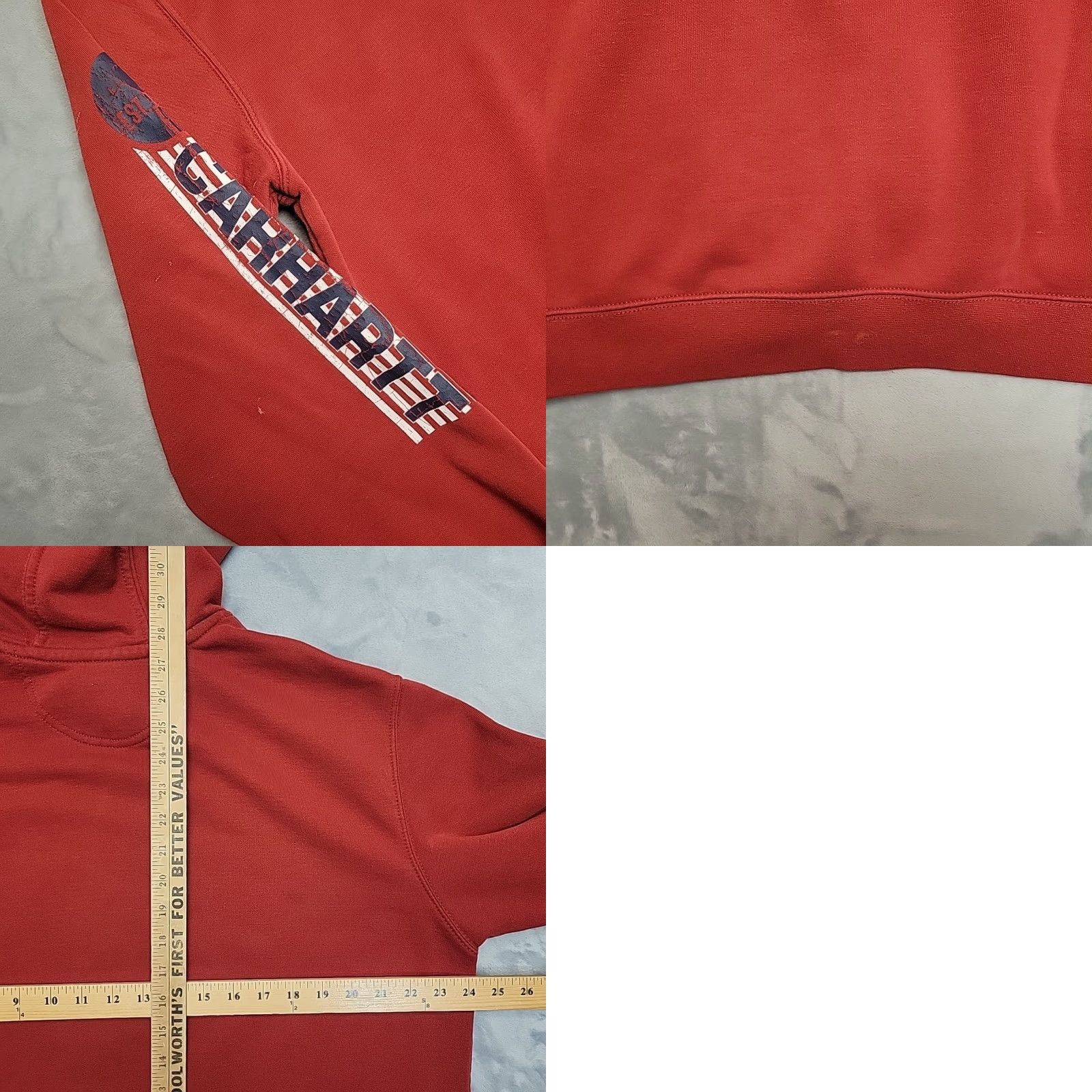 Carhartt Carhartt Hoodie Mens L Red Original Fit Hooded Sweatshirt Spellout Sleeve Work Size US L / EU 52-54 / 3 - 8 Thumbnail