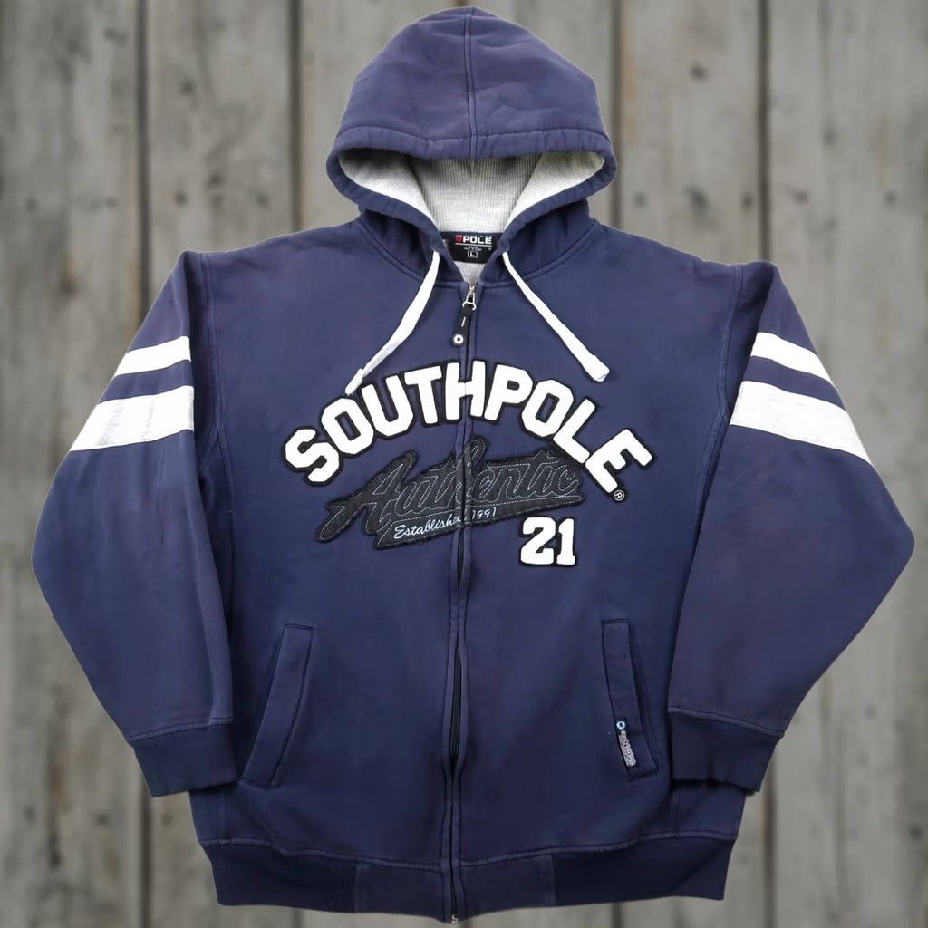 Southpole VINTAGE South Pole Hoodie Sweatshirt Full Zip Up Blue Size L Large Mens Y2K Size US L / EU 52-54 / 3 - 1 Thumbnail