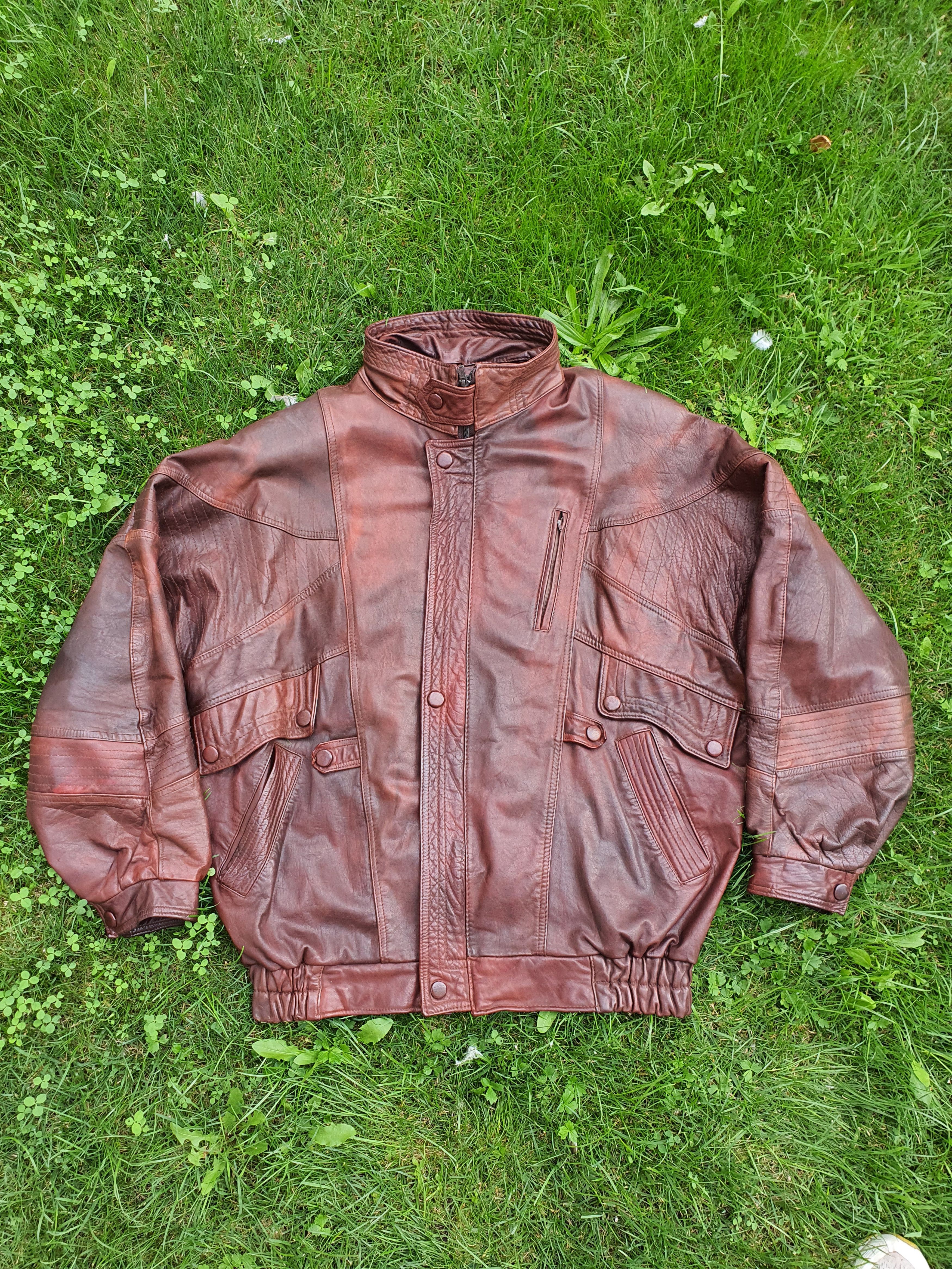 Genuine Leather × Vintage Vintage Boxy Leather Jacket Size US L / EU 52-54 / 3 - 1 Thumbnail