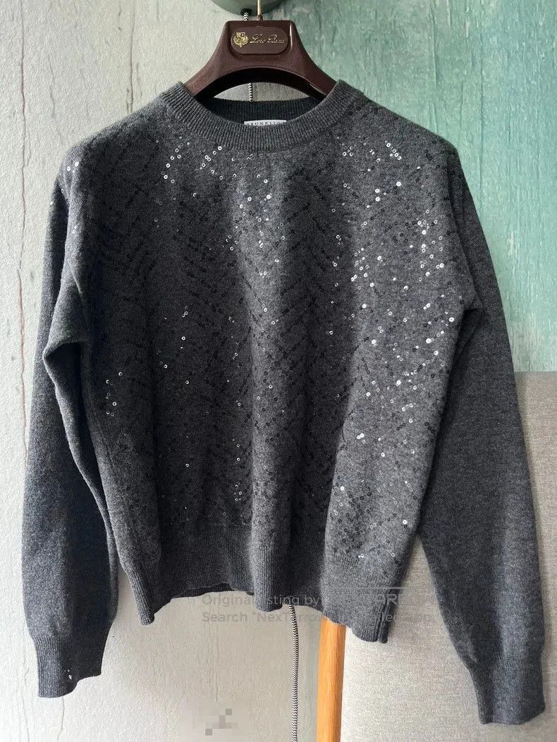 Brunello Cucinelli Brunello Cucinelli Sequin Cashmere Sweater. Size US S / EU 44-46 / 1 - 1 Thumbnail