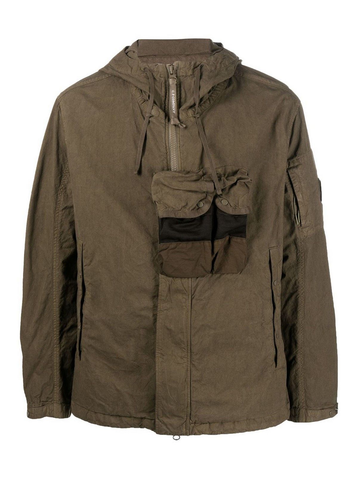 C.P. Company o1y1224 Logo Hooded Jacket in Military Green Size US S / EU 44-46 / 1 - 1 Thumbnail