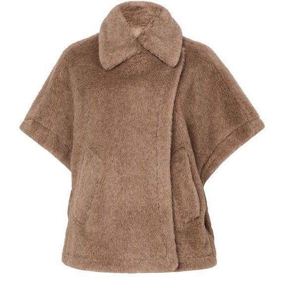 Max Mara MAX MARA Tebe Teddy Fuzzy Brown Wool Cape Coat New & Authent Size ONE SIZE - 1 Thumbnail