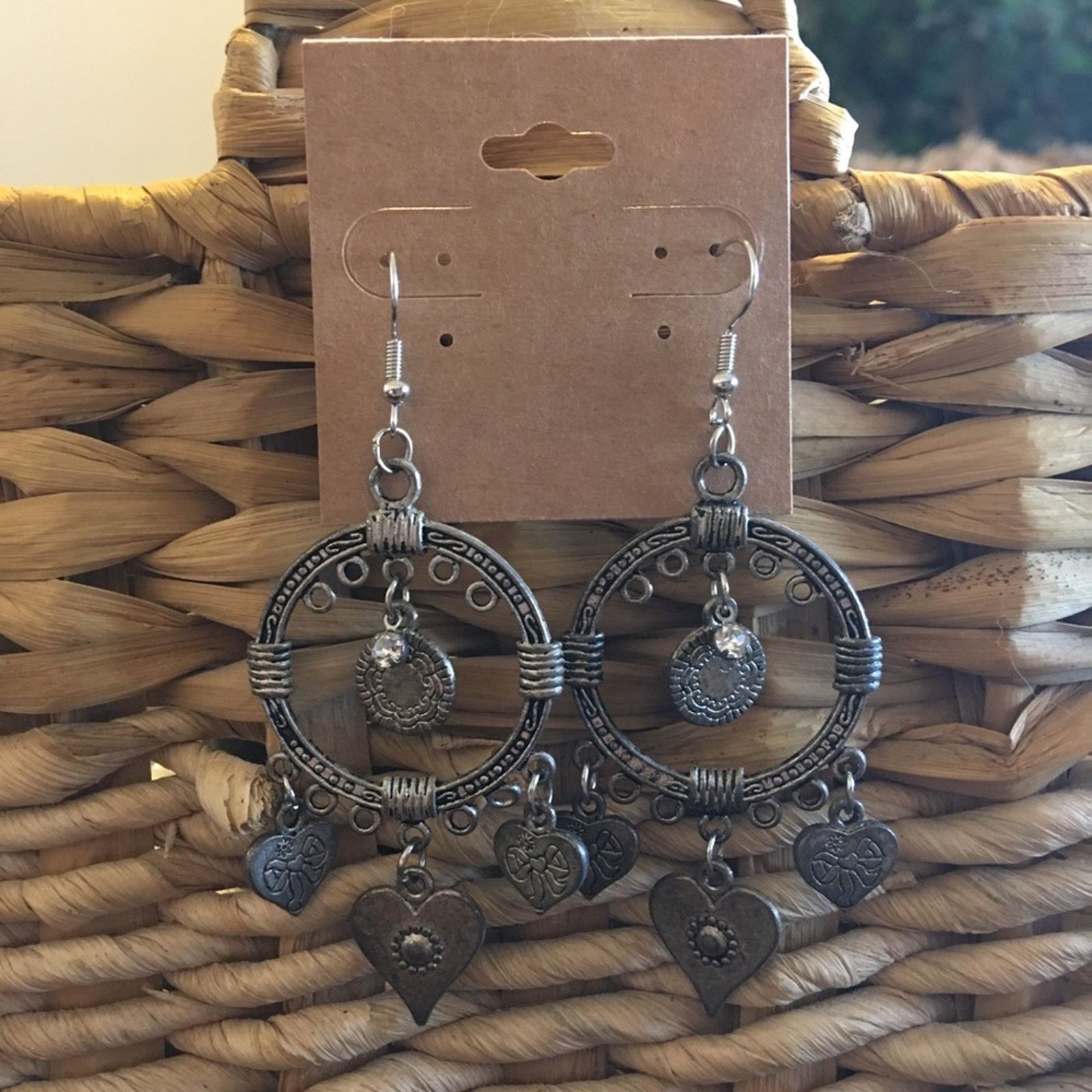 Jewelry Antique silver tone rhinestone accent earrings Size ONE SIZE - 1 Thumbnail