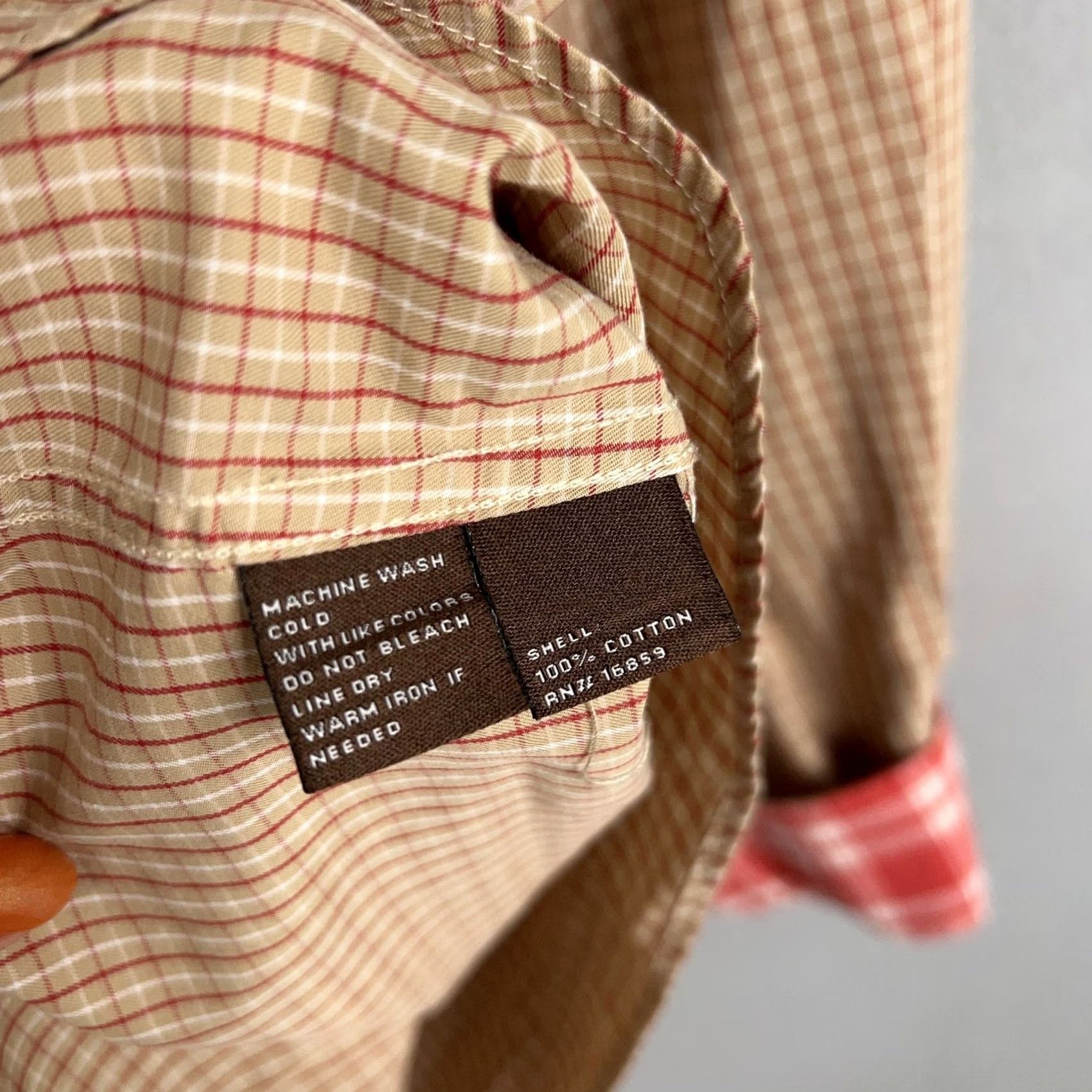 J.McLaughlin J McLaughlin Shirt Mens Medium Tan Red Plaid Dressy Office Button-Up Long Sleeve Casual Preppy Size US M / EU 48-50 / 2 - 6 Thumbnail