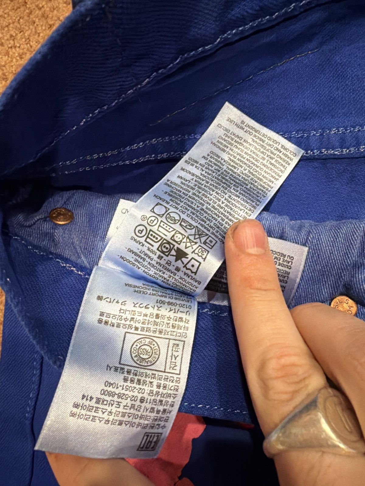 (B).Stroy × DENIM TEARS Bstroy denim tears bright blue jeans Size US 31 - 4 Thumbnail