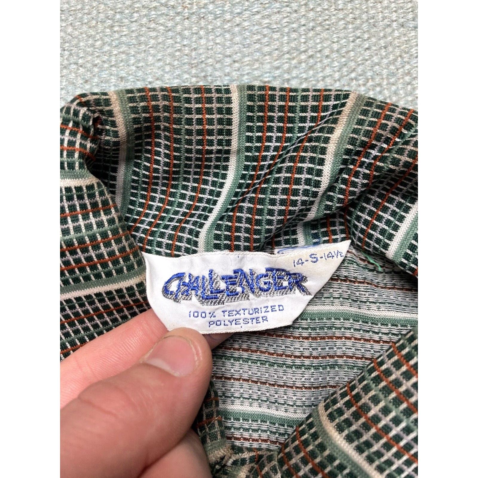 Vintage VINTAGE Challenger Button-Up Shirt 70s Disco Green Long Sleeve S Small Mens Shirt Collared Polyester Daggar Collar Size US S / EU 44-46 / 1 - 6 Thumbnail