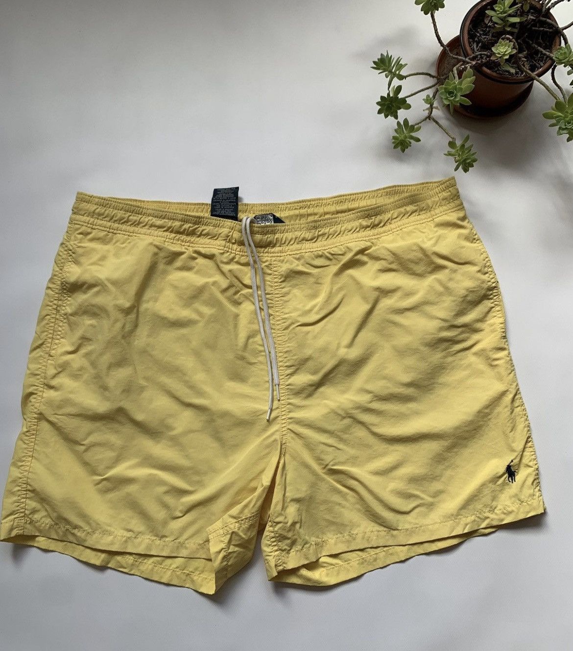 Polo Ralph Lauren Vintage Polo Ralph Lauren Swimming Shorts Nylon Yellow Size US 38 / EU 54 - 1 Thumbnail