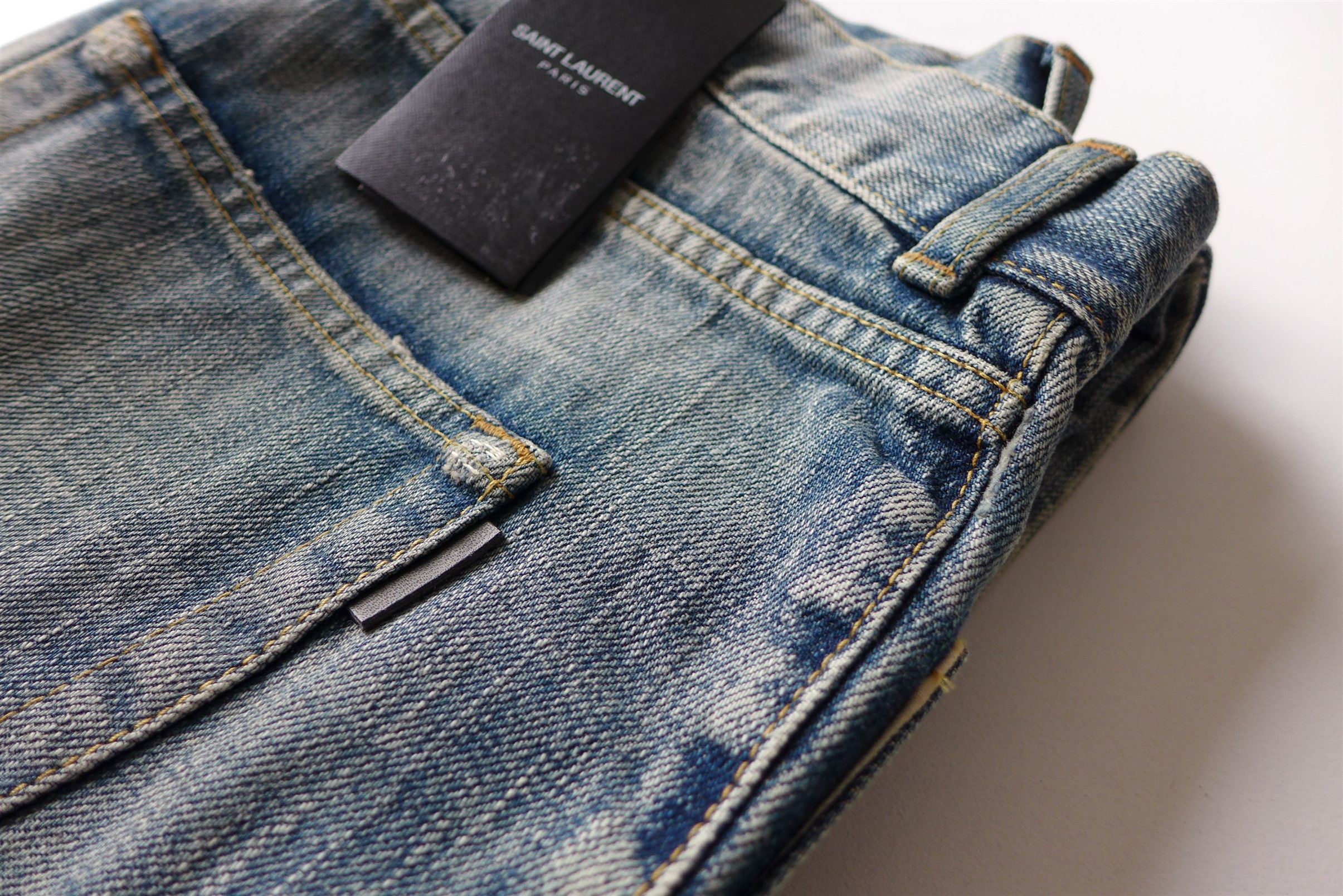 Saint Laurent Paris Saint Laurent D02 Denim Jeans - Dirty Old Vintage Blue Wash Size US 30 / EU 46 - 4 Thumbnail