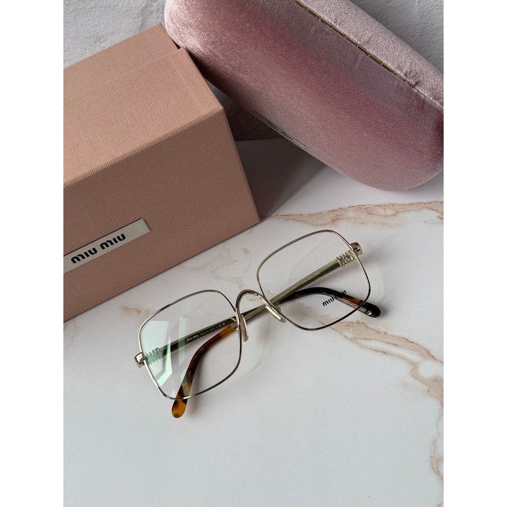 Miu Miu NEW Miu Miu MU51YV Pale Gold Square Eyeglasses Frames Size ONE SIZE - 1 Thumbnail