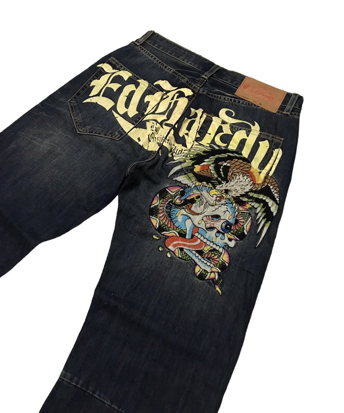 Ed Hardy BEST OFFER🔥Y2K Ed Hardy Eagle Snake Skull Embroidery Jeans Size US 31 - 10 Thumbnail