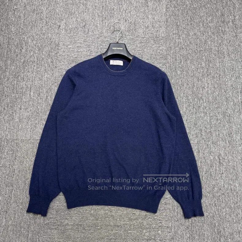 Brunello Cucinelli Brunello Cucinelli Navy Blue Wool Crewneck Sweater Size US M / EU 48-50 / 2 - 1 Thumbnail
