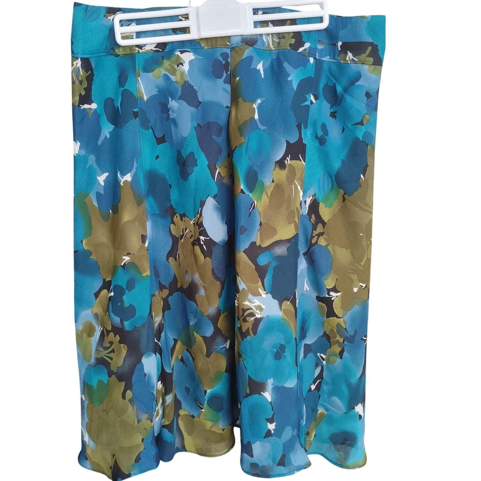 Other Sunny Leigh Women's 14 Blue/Gold Floral Sheer Lined Skirt Size 36" / US 14 / IT 50 - 2 Thumbnail