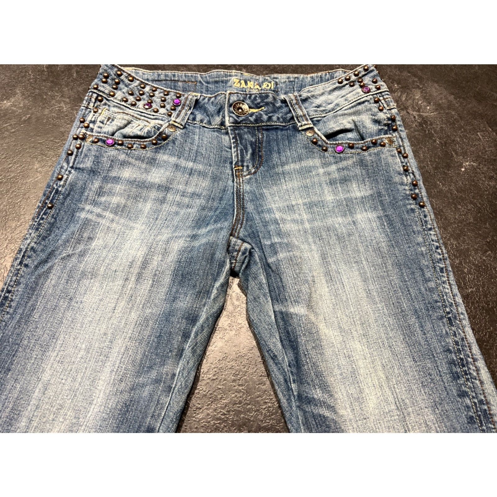 Vintage VINTAGE Zana Di Women’s 28x32 High Rise Flare Leg Jeans Embroidered 90s Y2K Denim Blue Juniors Size 27" / US 4 / IT 40 - 2 Thumbnail