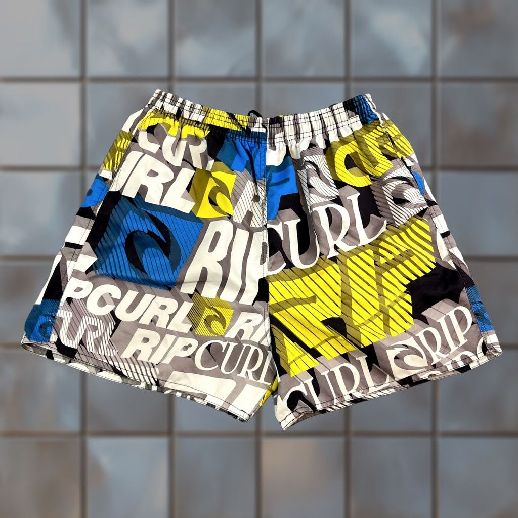 Rip Curl VINTAGE Rip Curl Mens Shorts Swimming Trunks Medium Swimwear Logo Spellout Y2K Multicoloured Pockets Mens Size US 31 - 1 Thumbnail
