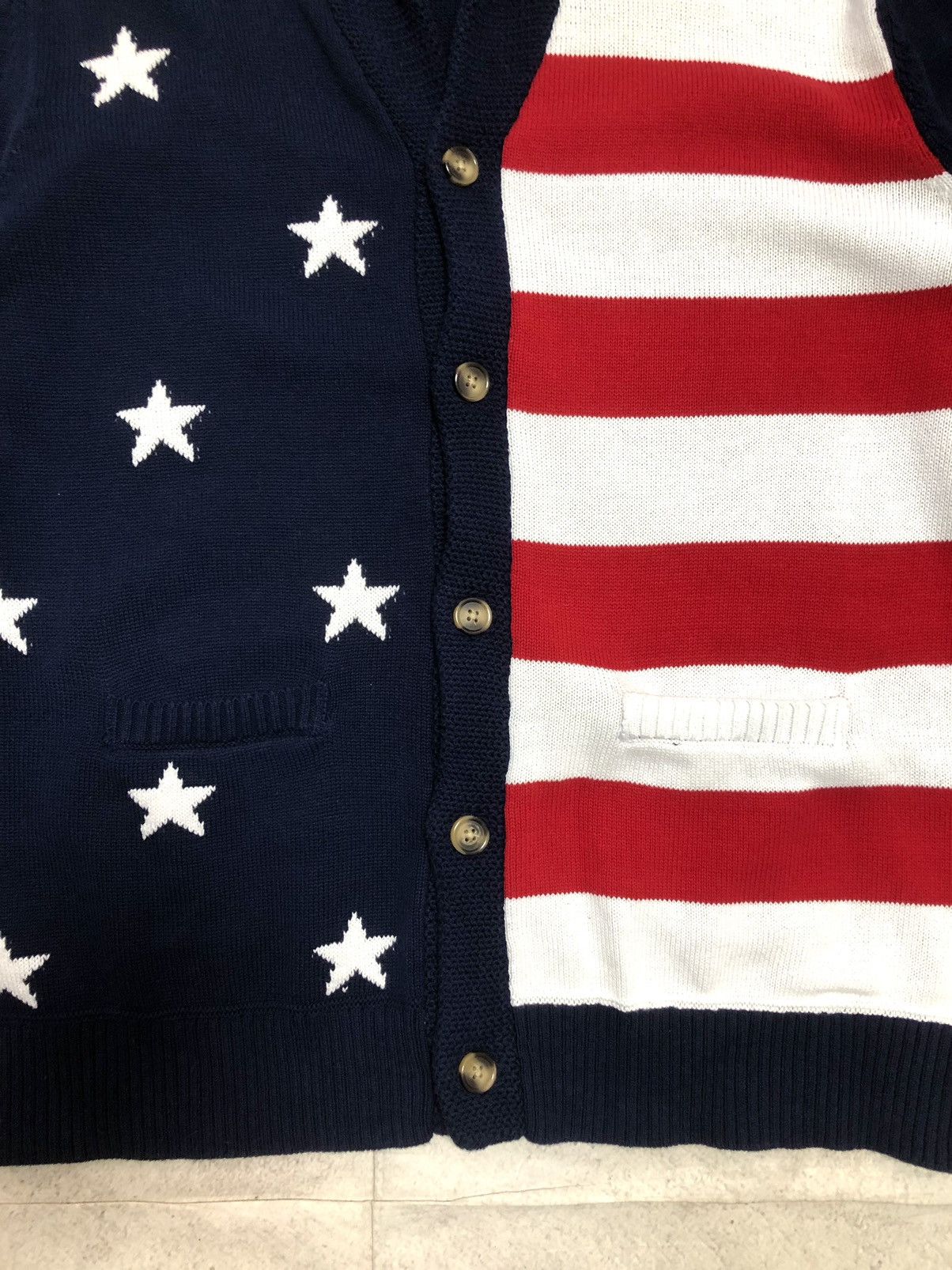 Hedi Slimane × Number (N)ine × Ralph Lauren Vintage Amercian Flag Oversized Cardigan Knit Size US L / EU 52-54 / 3 - 3 Thumbnail