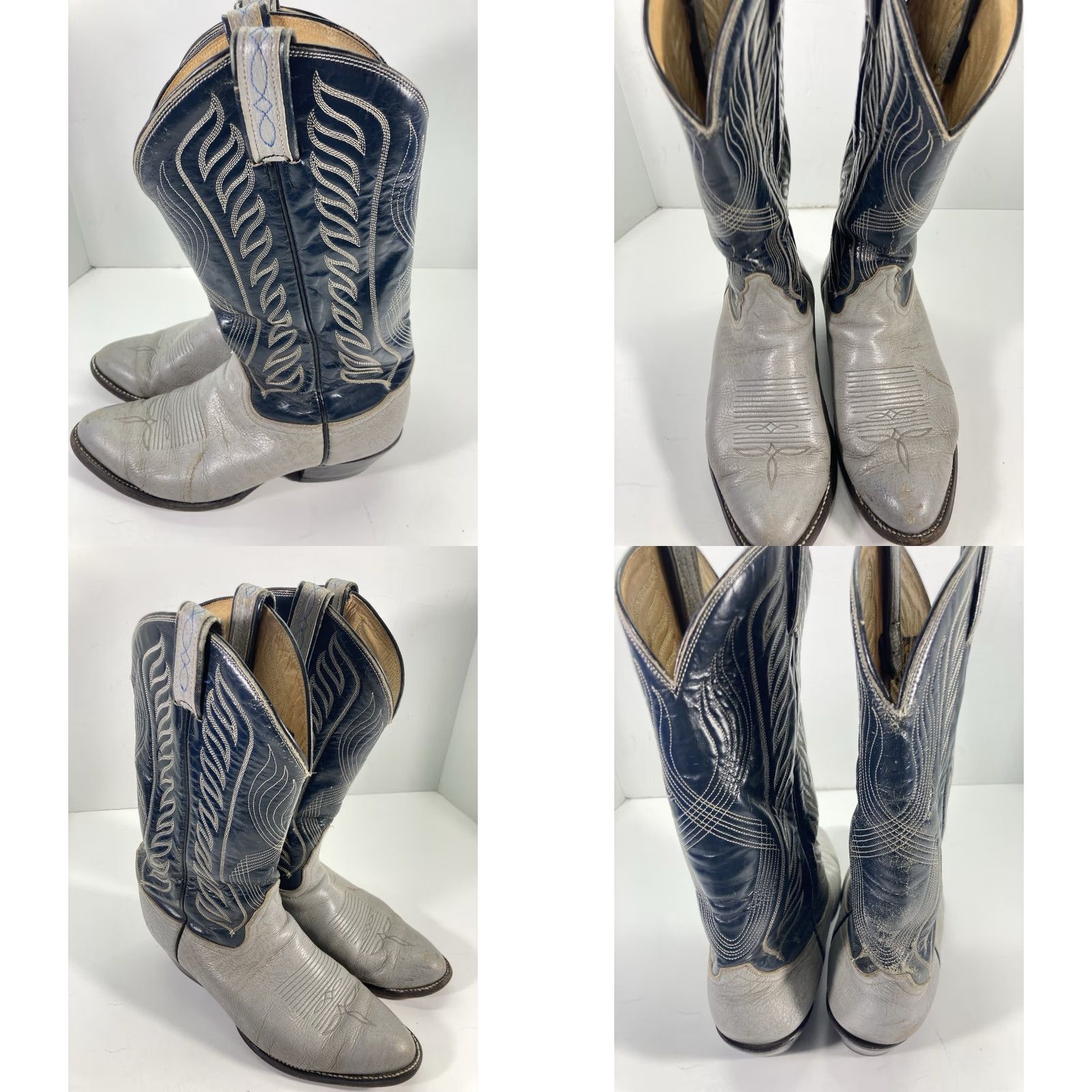 Tony Lama VINTAGE Tony Lama Antelope Boots Men 8.5 EE Gray Leather Western VTG 8056 Size US 9 / EU 42 - 11 Thumbnail