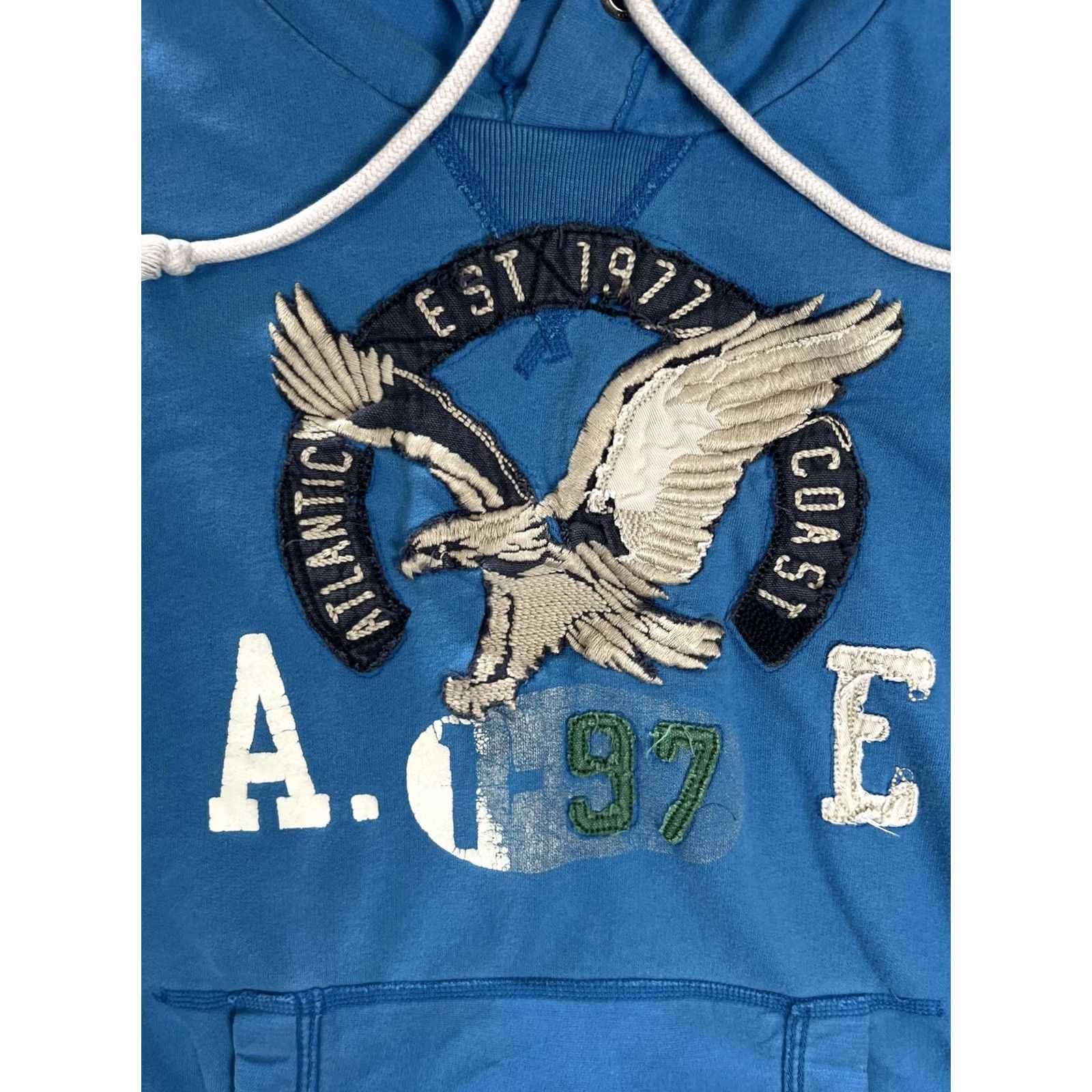 American Eagle Outfitters VINTAGE American Eagle Outfitters Hoodie Mens Medium Blue Fleece Sweatshirt Y2K Size US M / EU 48-50 / 2 - 2 Thumbnail